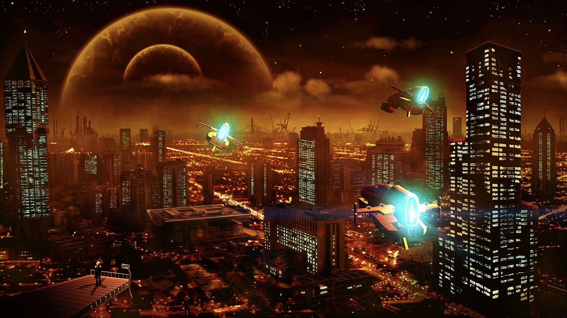 Skyscraper Futuristic City Digital Art Wallpapers