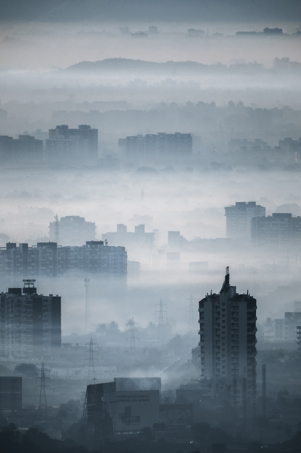 Skyscrapers Cover Under Scary Toxic Clouds Wallpapers