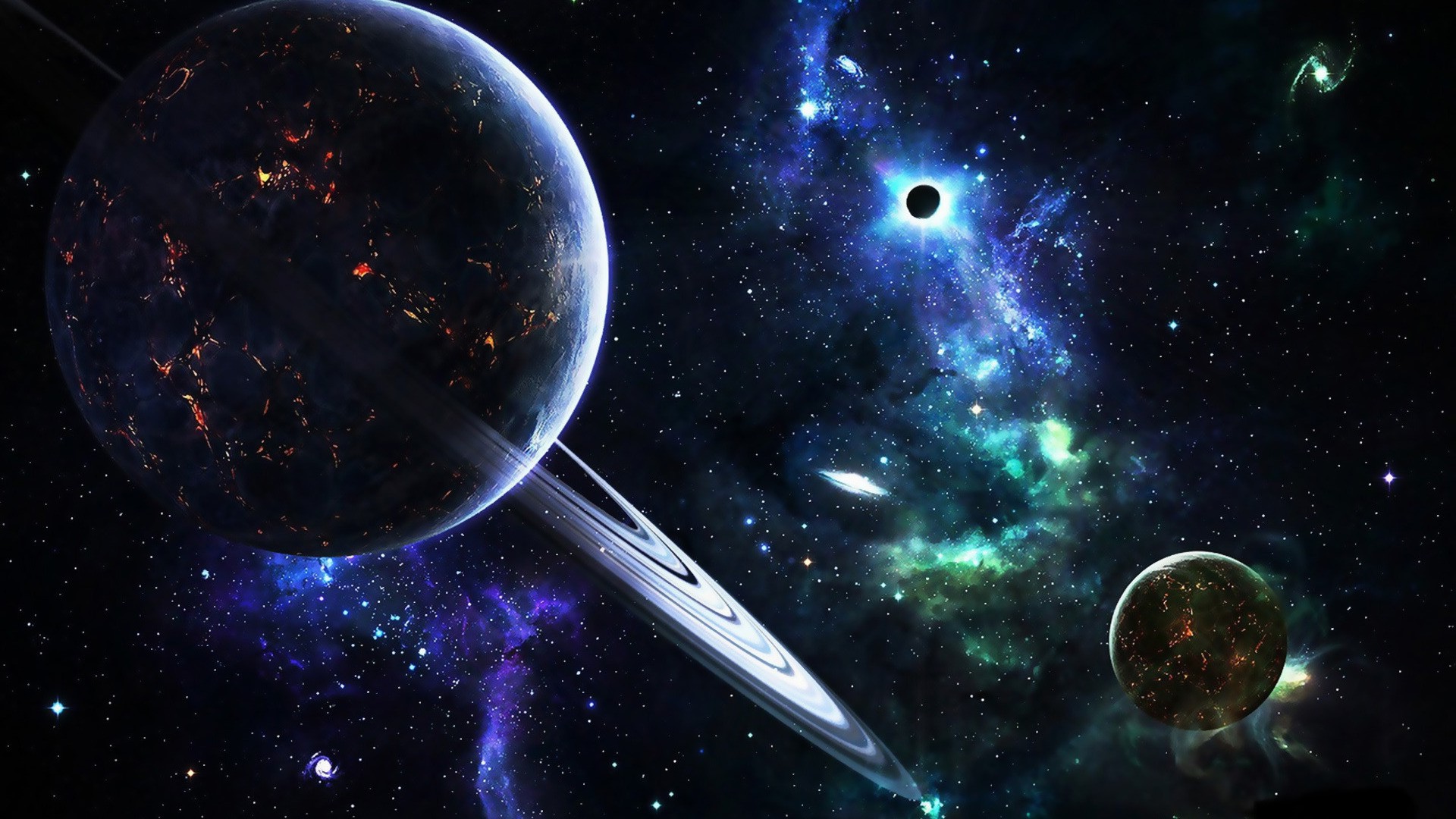 Space Planetary Rings Digital Art Wallpapers