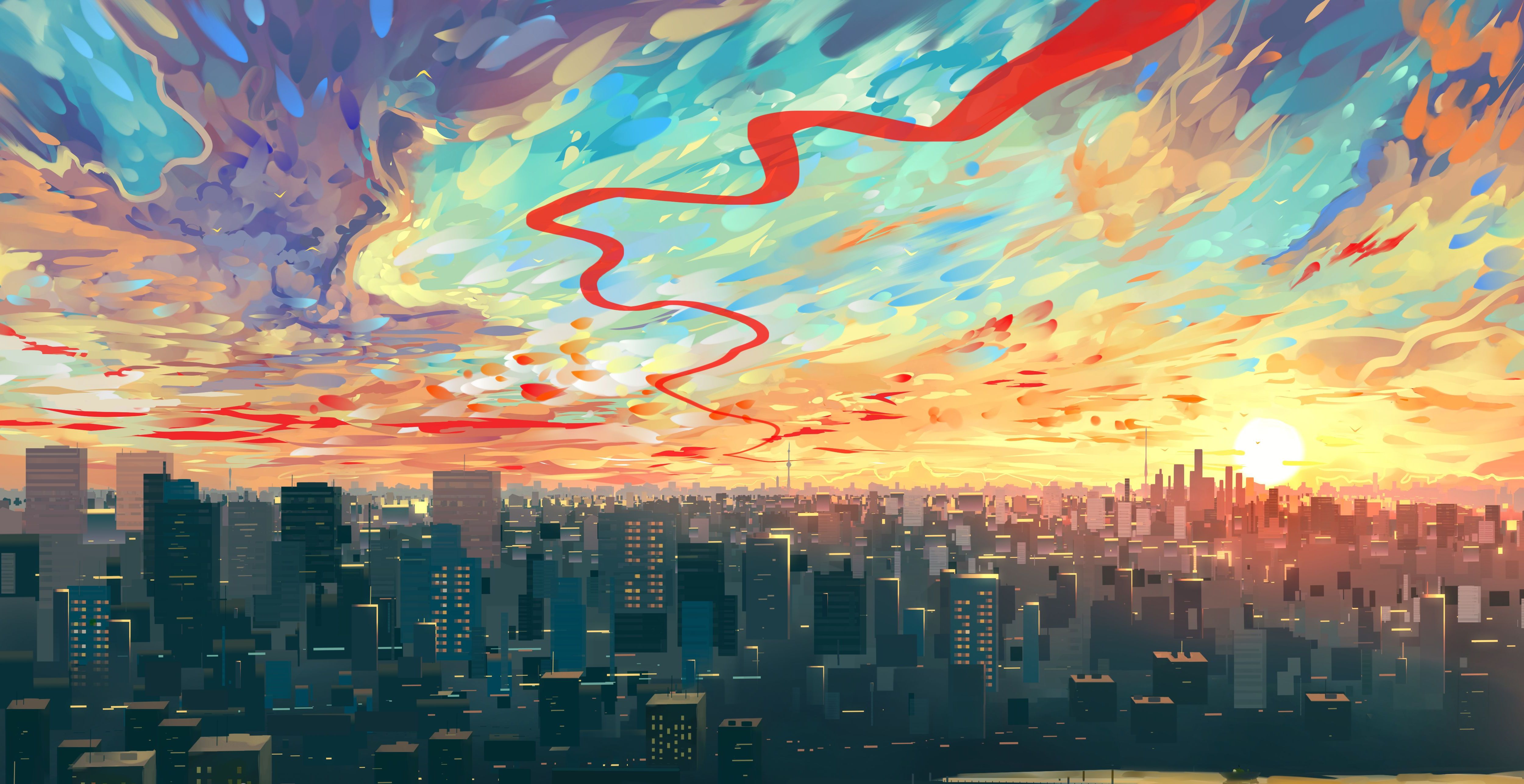 Sunset Painting Artwork Wallpapers