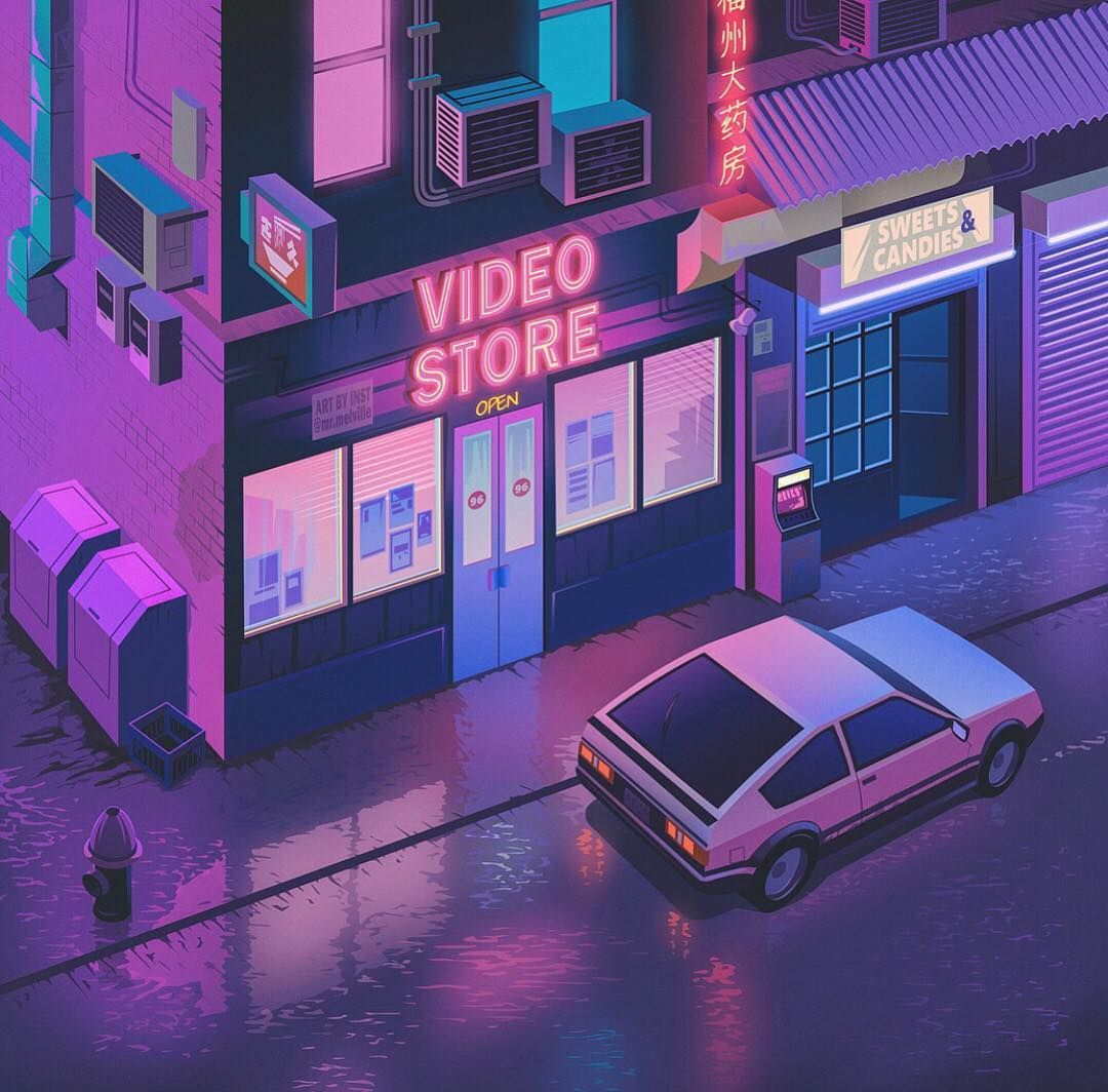 Synthwave 8-Bit Pixel Cityscape Wallpapers