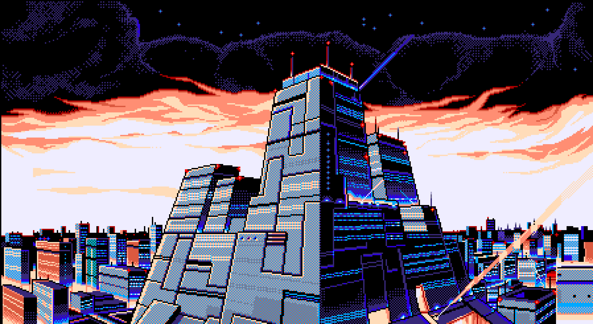 Synthwave 8-Bit Pixel Cityscape Wallpapers