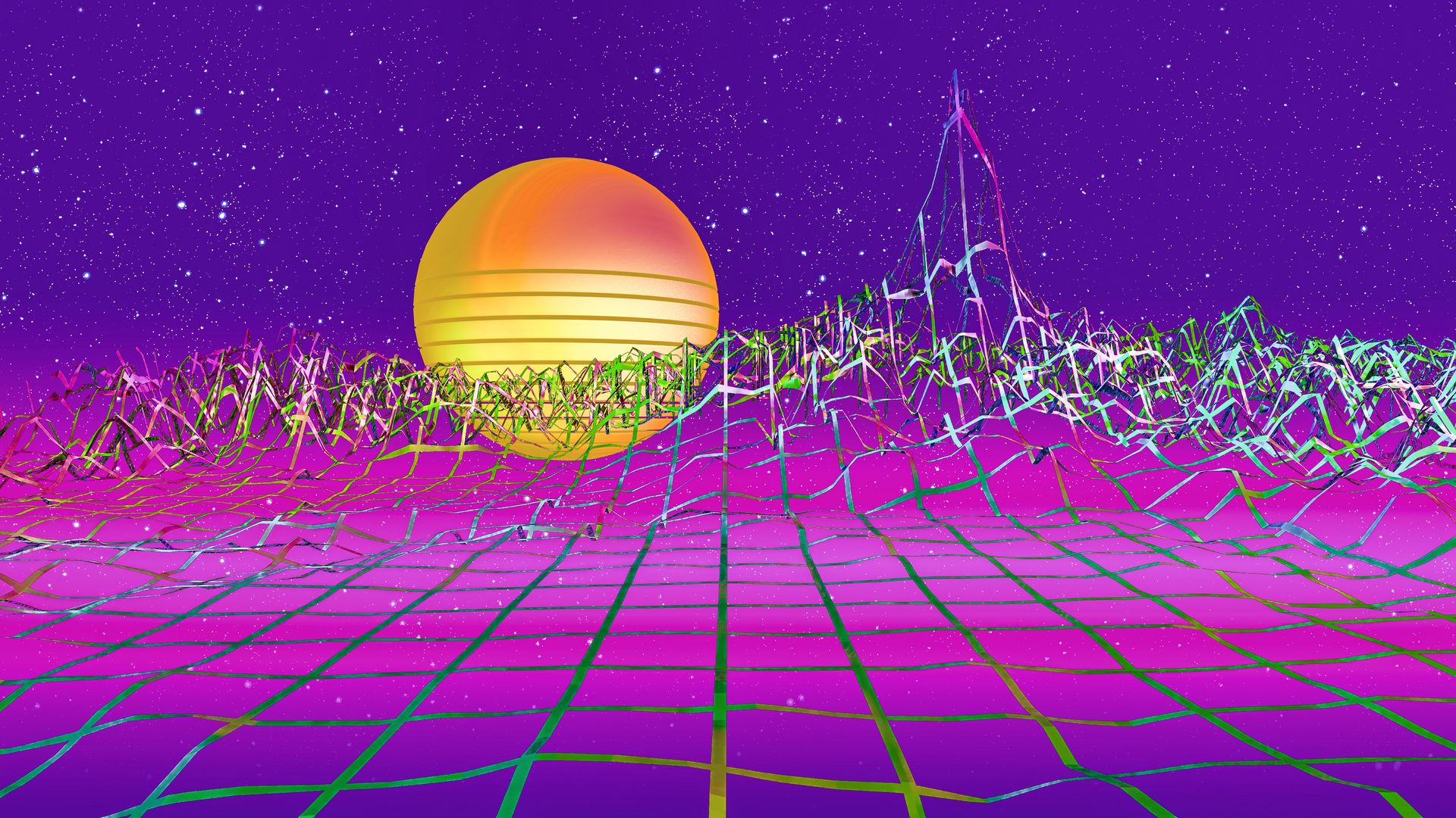 Synthwave Planet Retro Wave Wallpapers