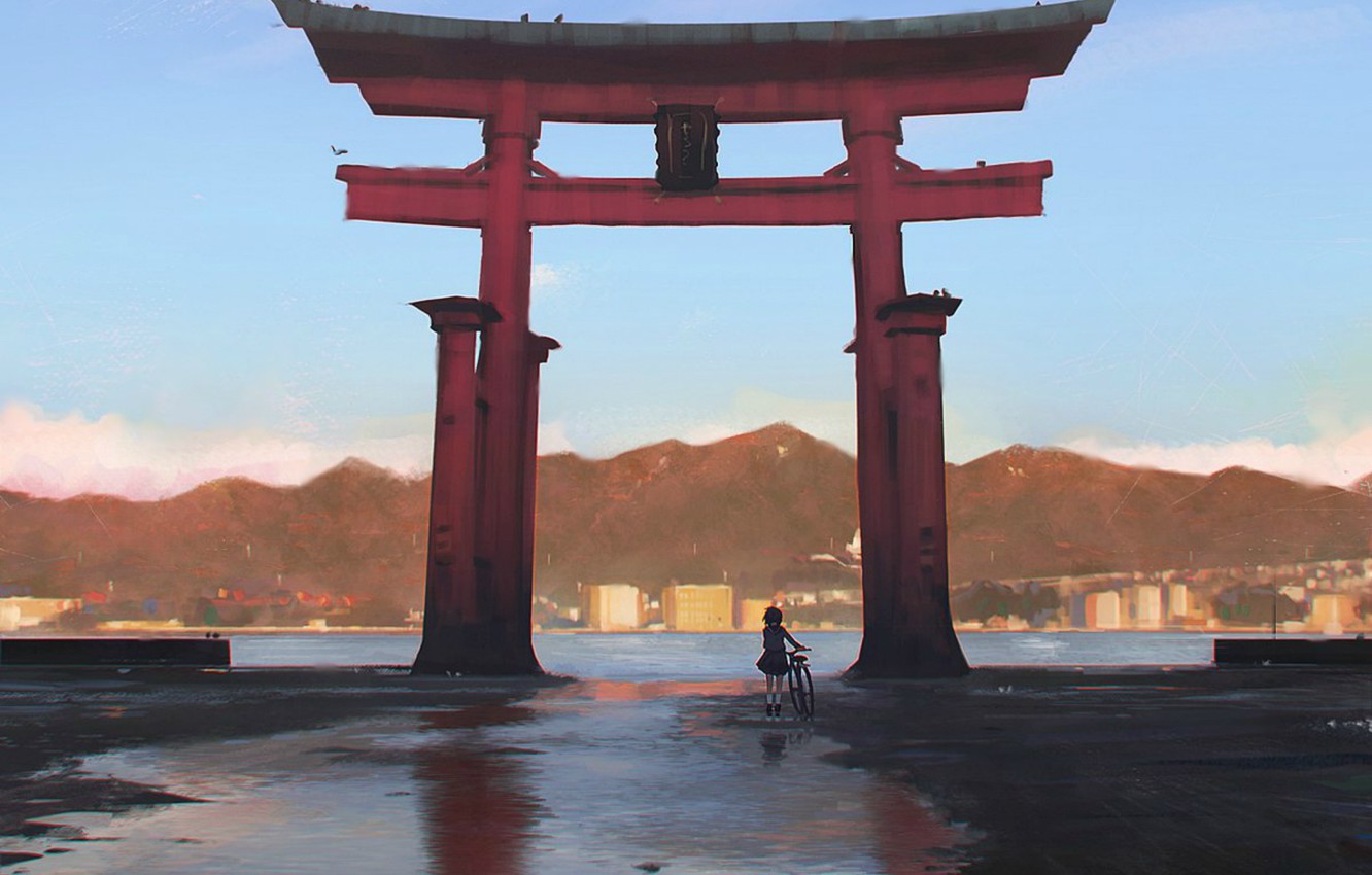 Torii Gate Paint Art Wallpapers