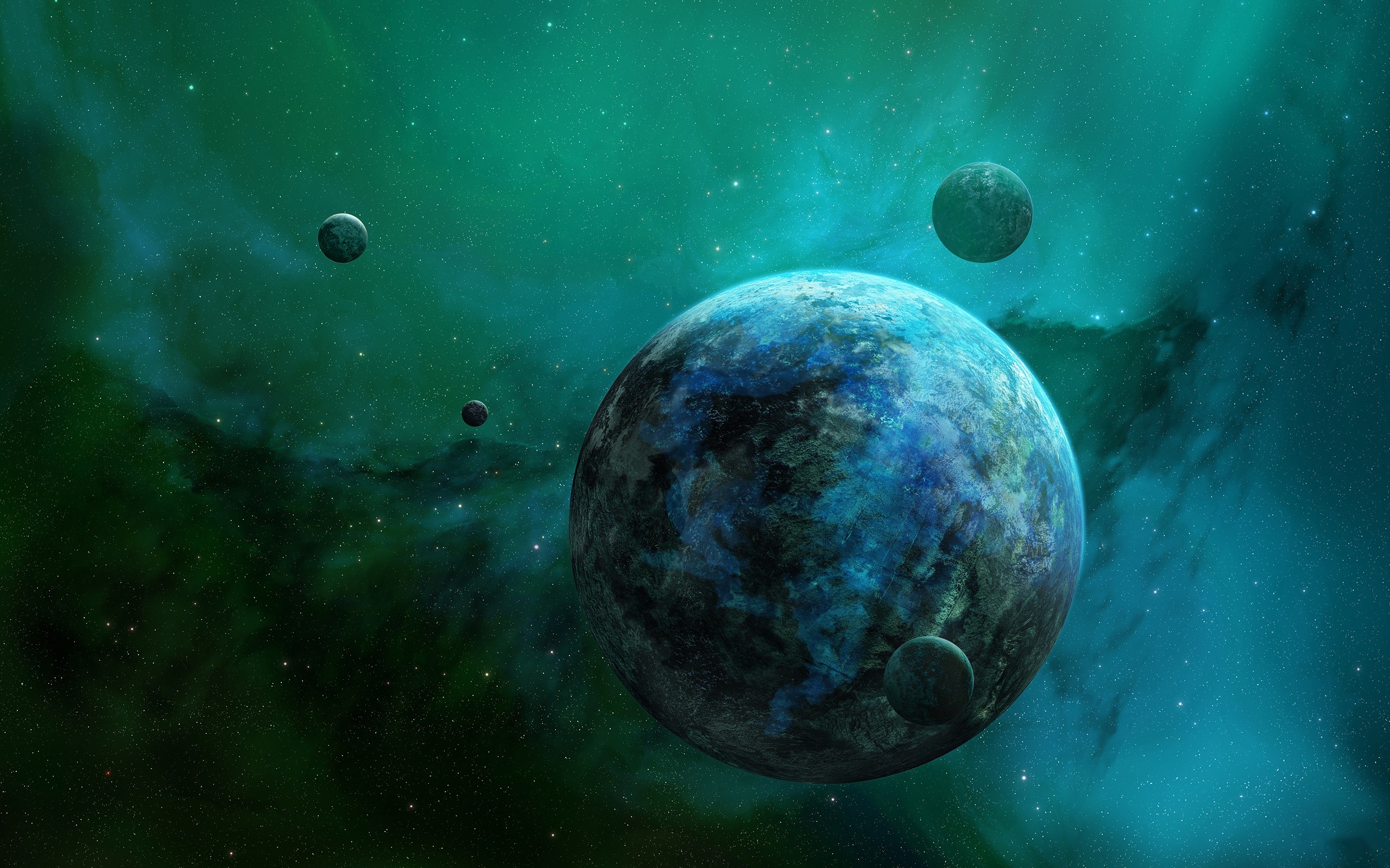 Turquoise Space Digital Art Wallpapers