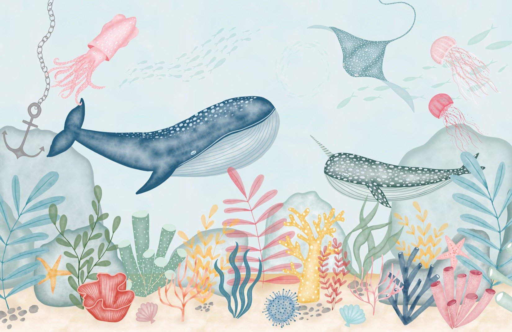 Whale Fish Drawing Art Wallpapers