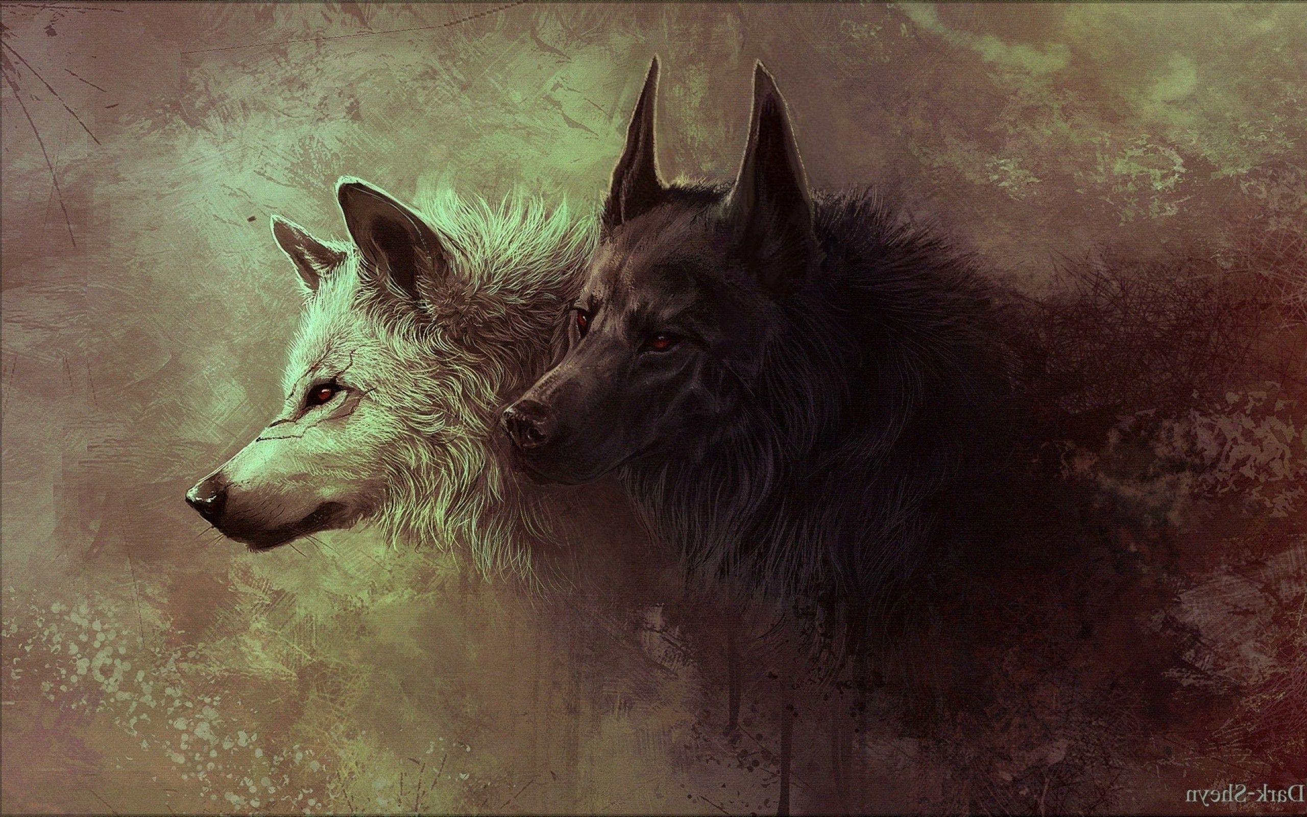 Wolf And Landscape Illustration Wallpapers