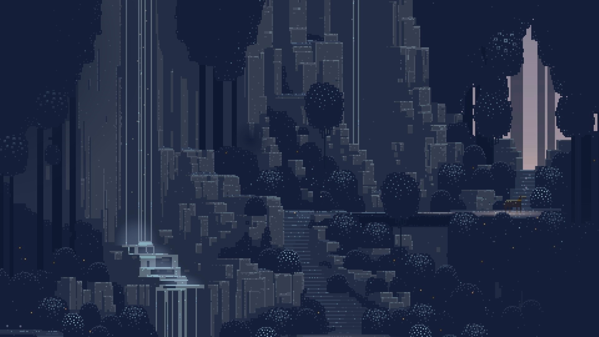 16Bit Cityscape And Lake Wallpapers