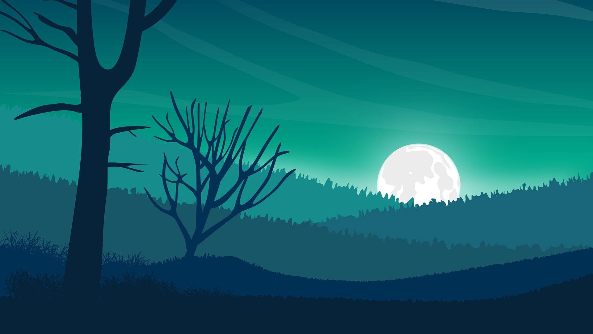 Cool Landscape Night Minimal Art Wallpapers