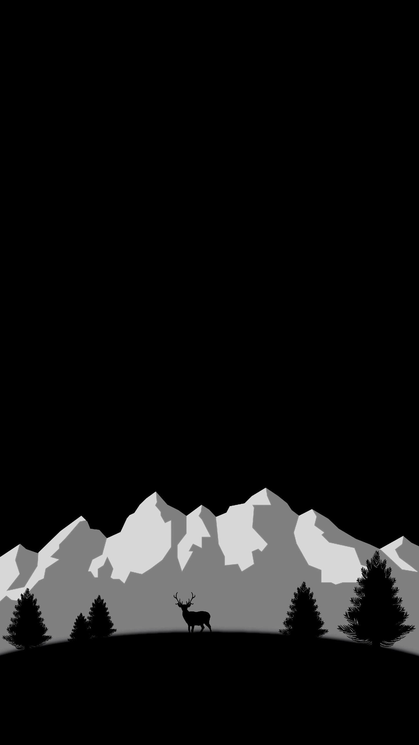 Dark Minimal Mountains At Night Wallpapers