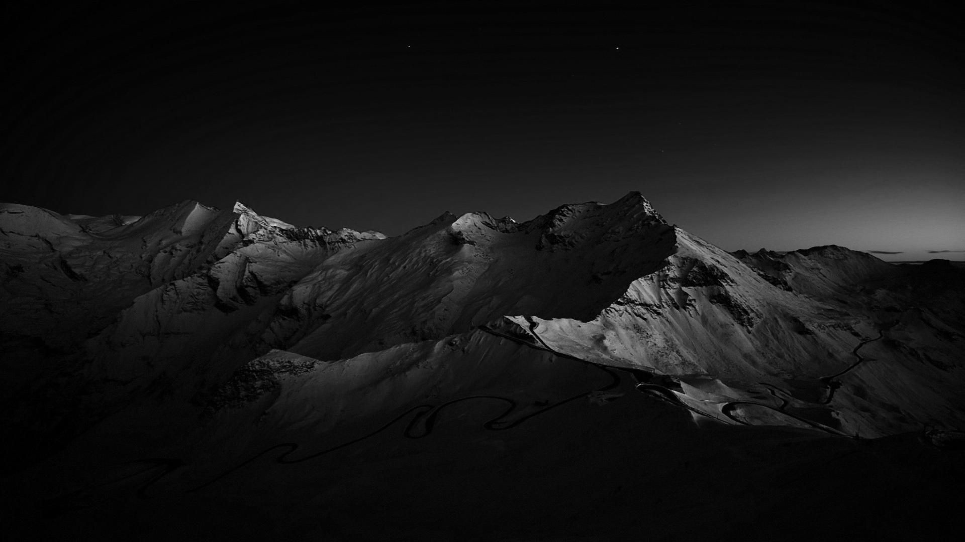 Dark Minimal Mountains At Night Wallpapers