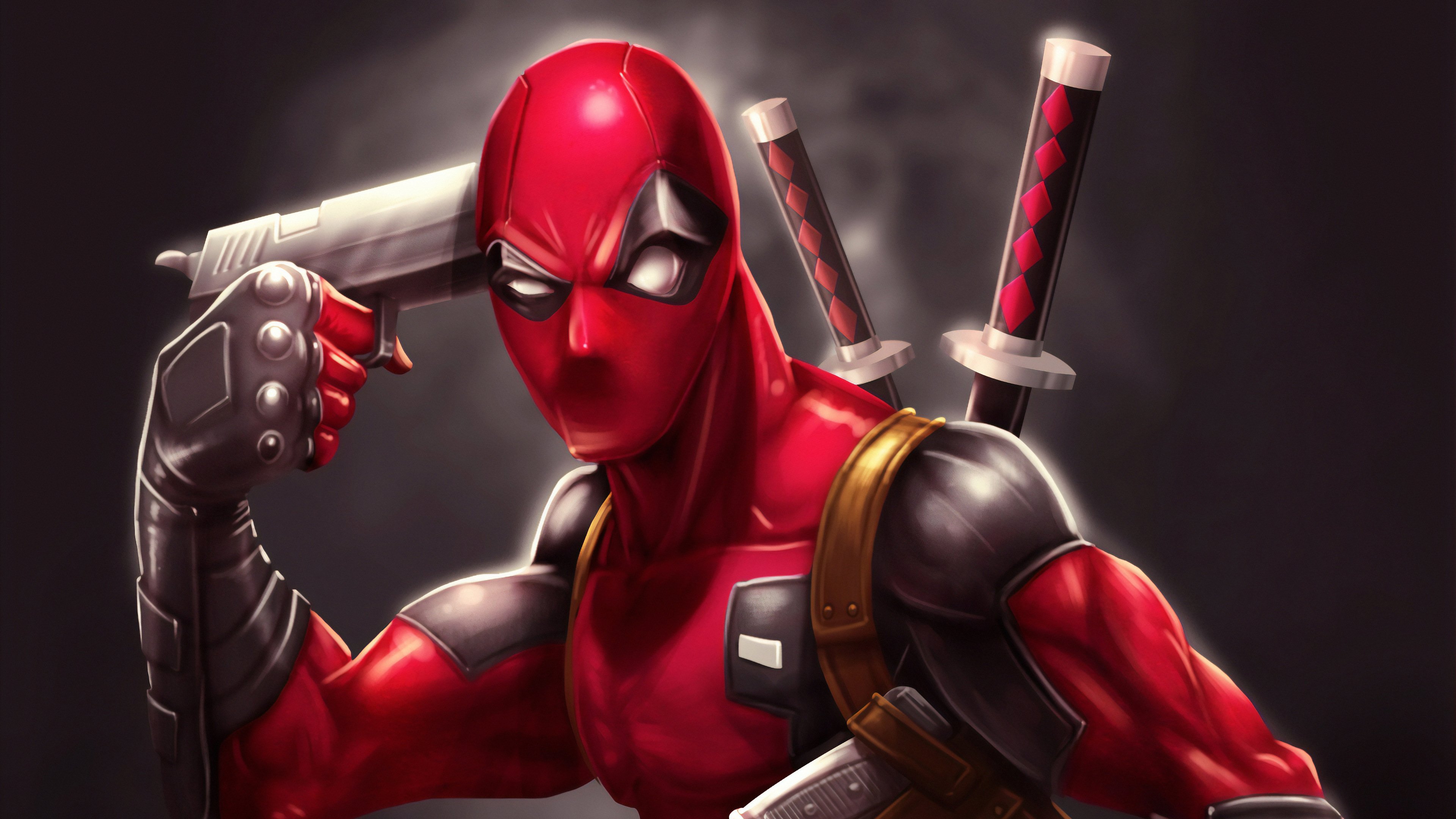 Deadpool With Guns Up Wallpapers