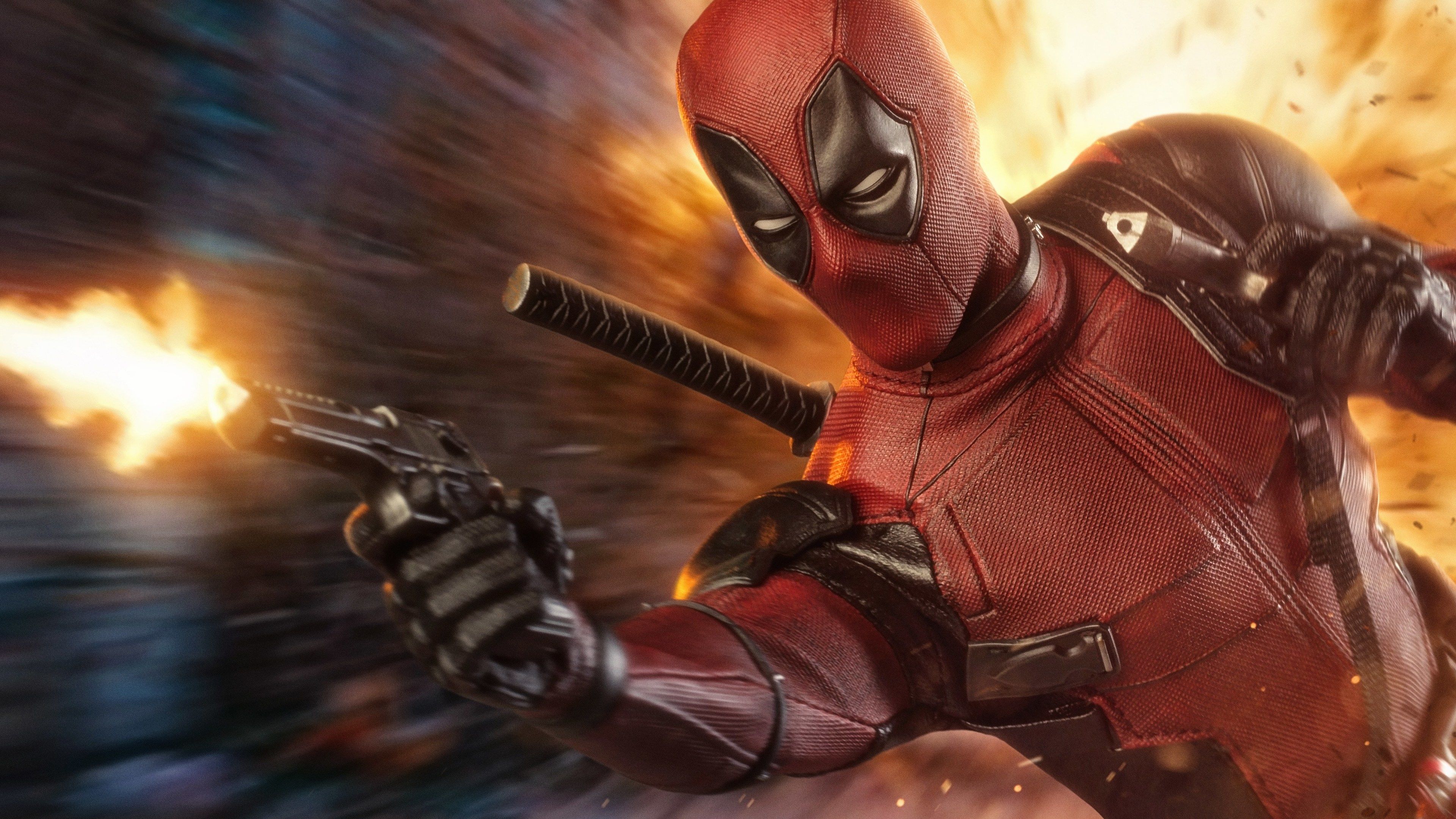 Deadpool With Guns Up Wallpapers