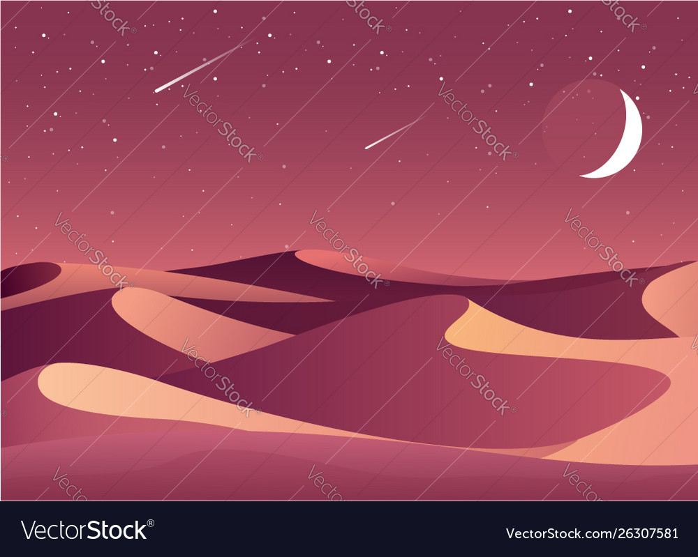 Desert Night Illustration Wallpapers