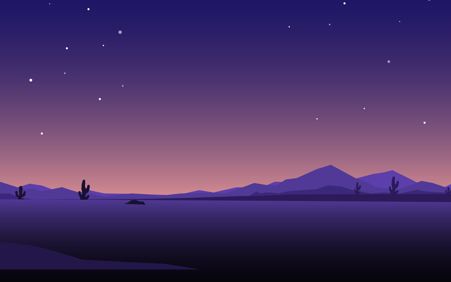 Desert Night Illustration Wallpapers