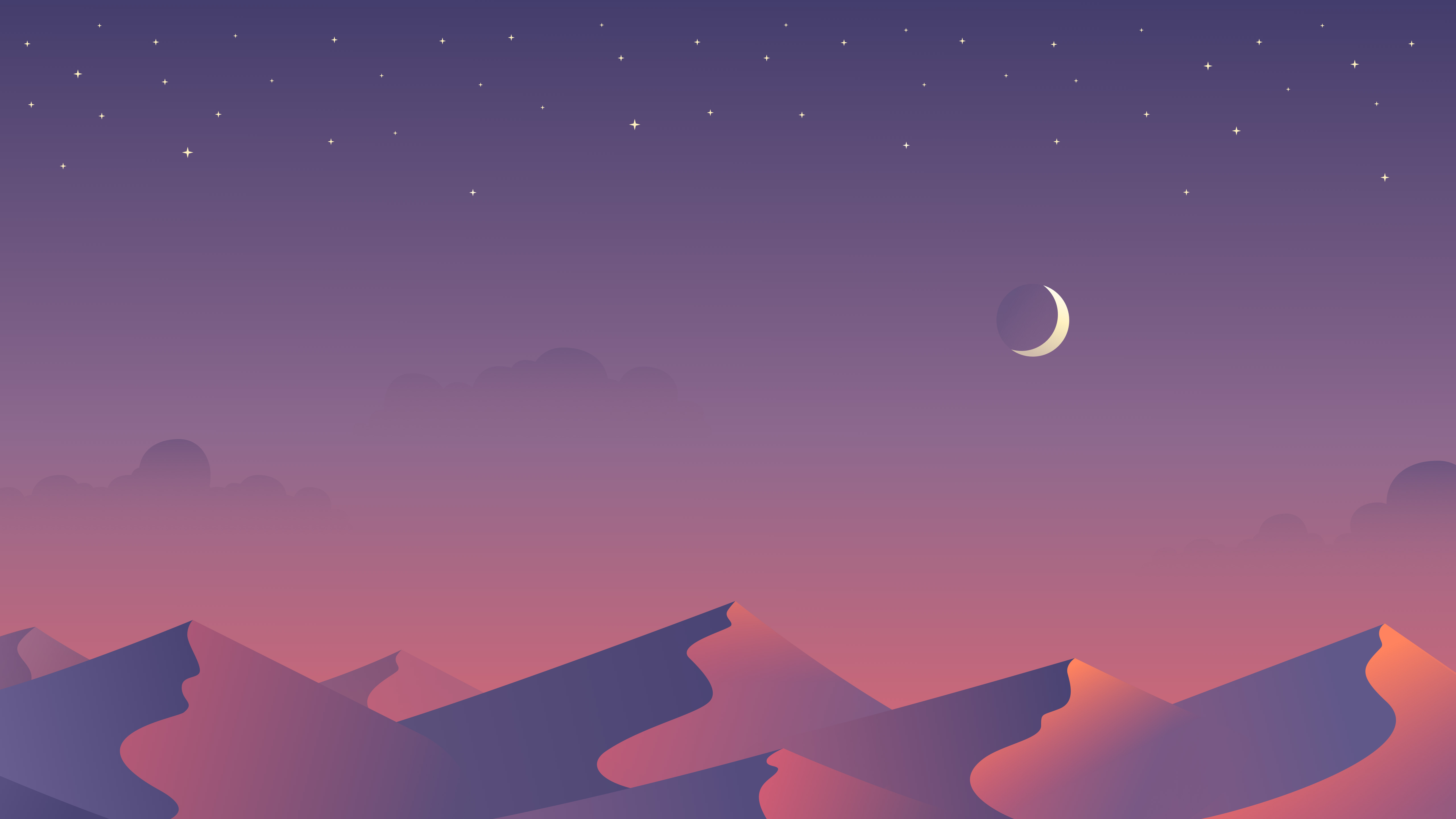 Desert Nights Moon 5K Minimalism Wallpapers