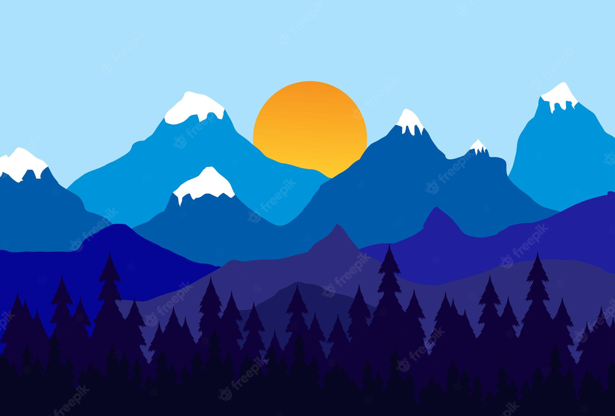 Forest And Mountains Illustrations Wallpapers