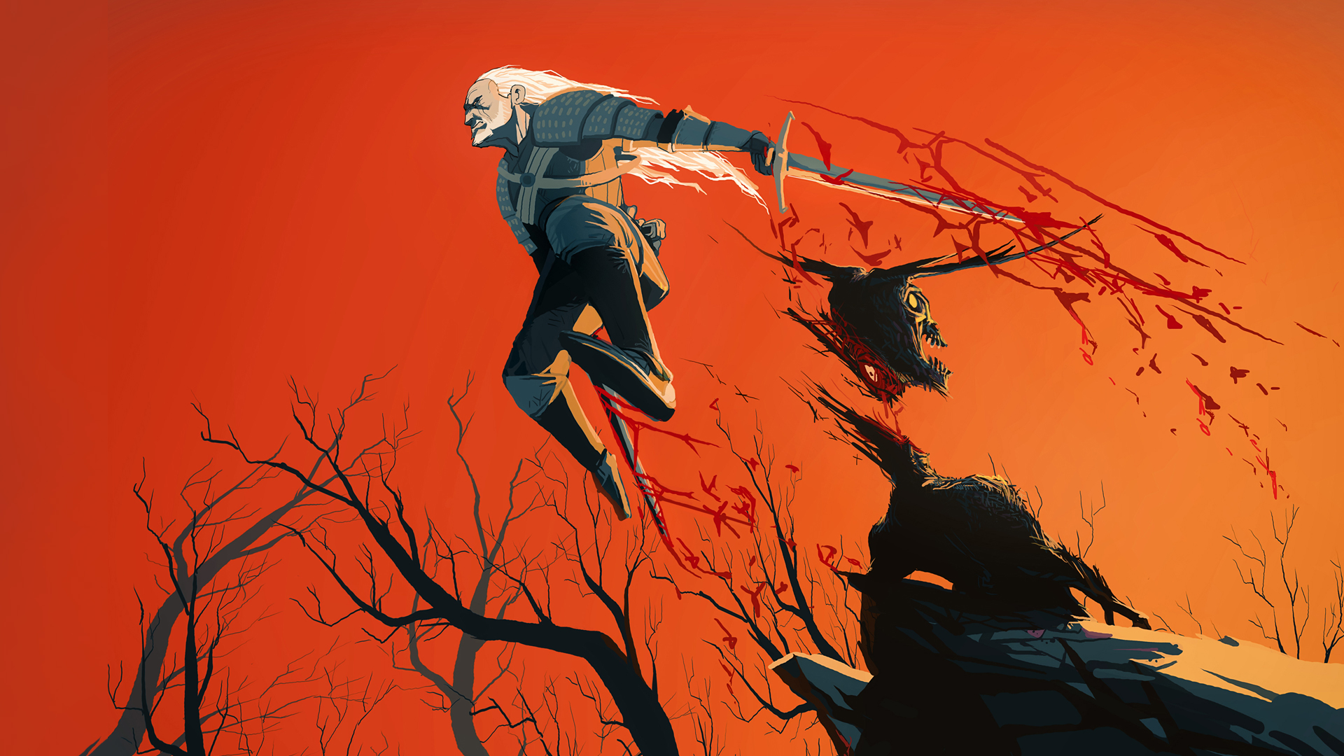 Geralt Of Rivia The Witcher Cartoon Minimal Wallpapers