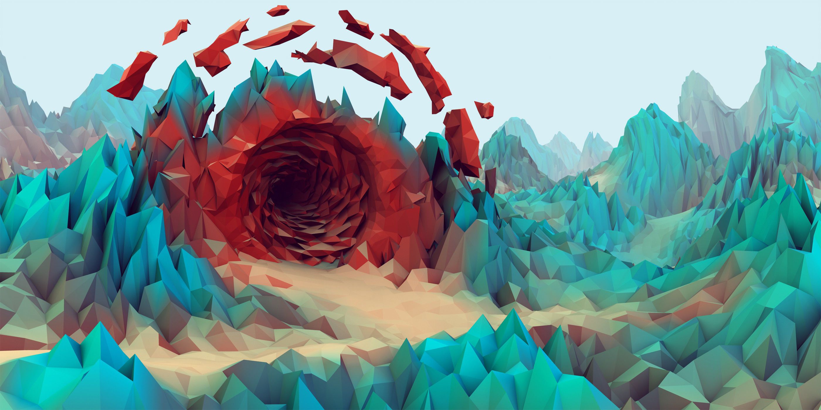 Low Poly Blue Geometry Artwork Wallpapers