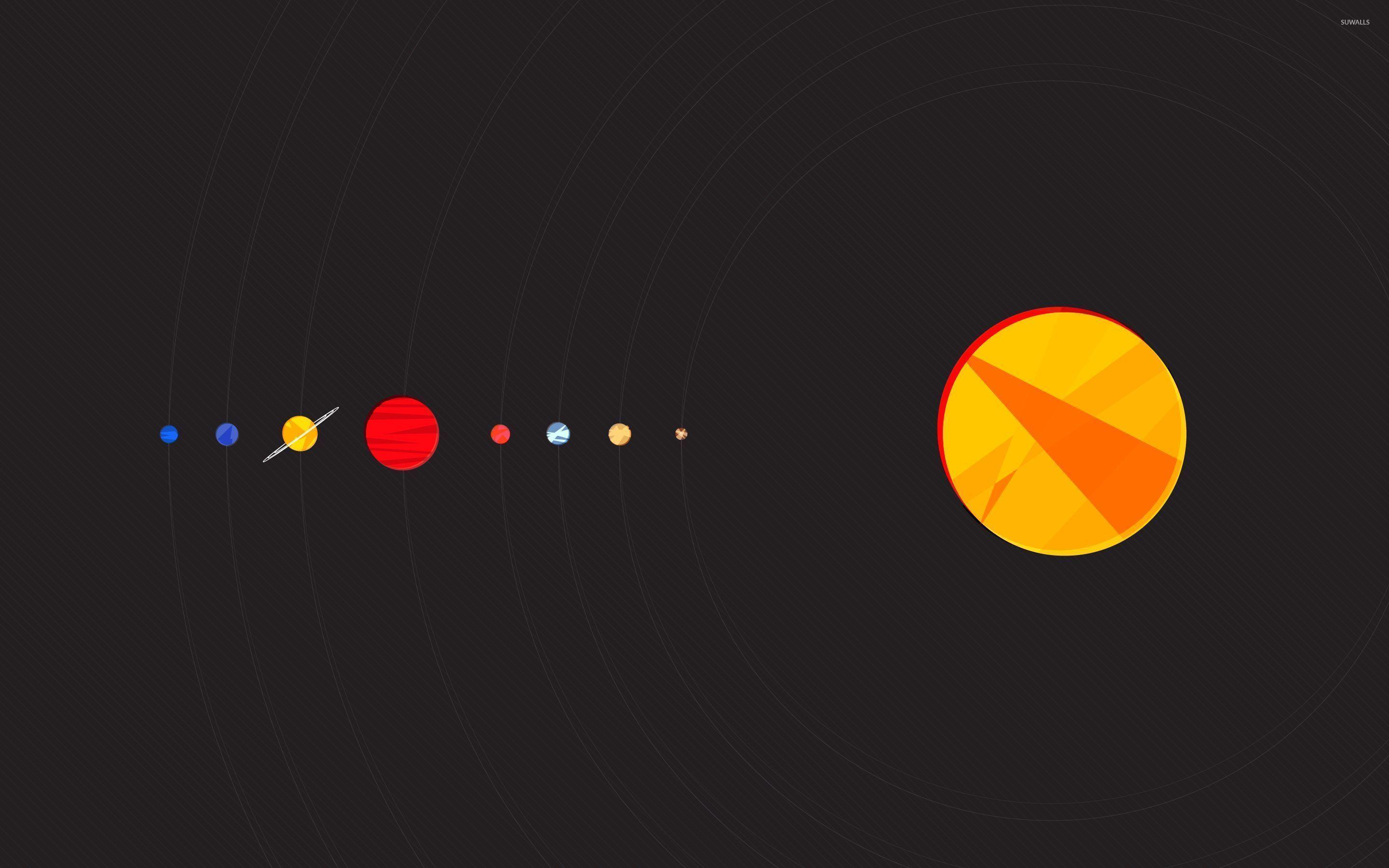 Minimal Colourful Solar System Wallpapers
