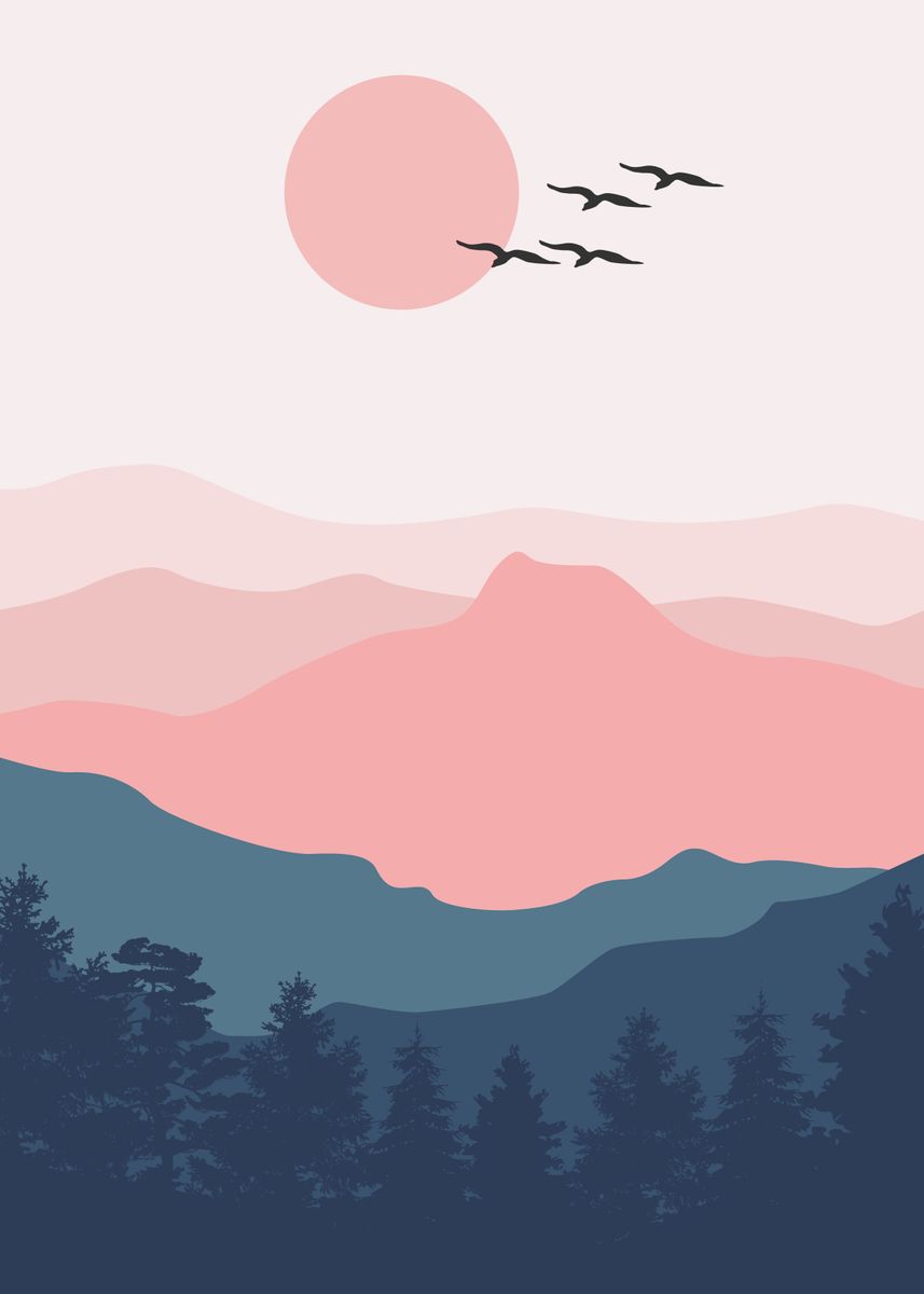 Minimalism Birds Mountains Trees Forest Wallpapers