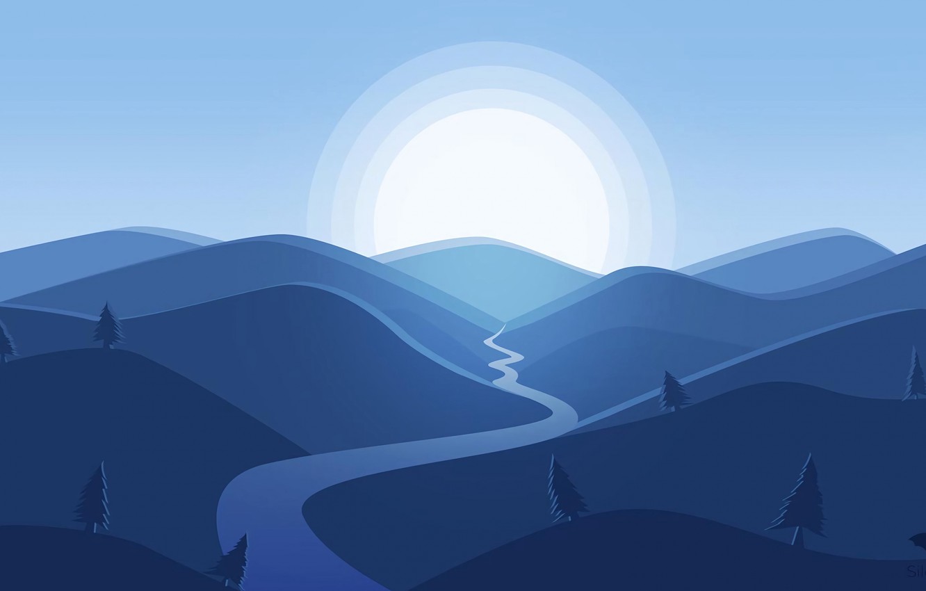 Minimalist Blue Mountains Wallpapers