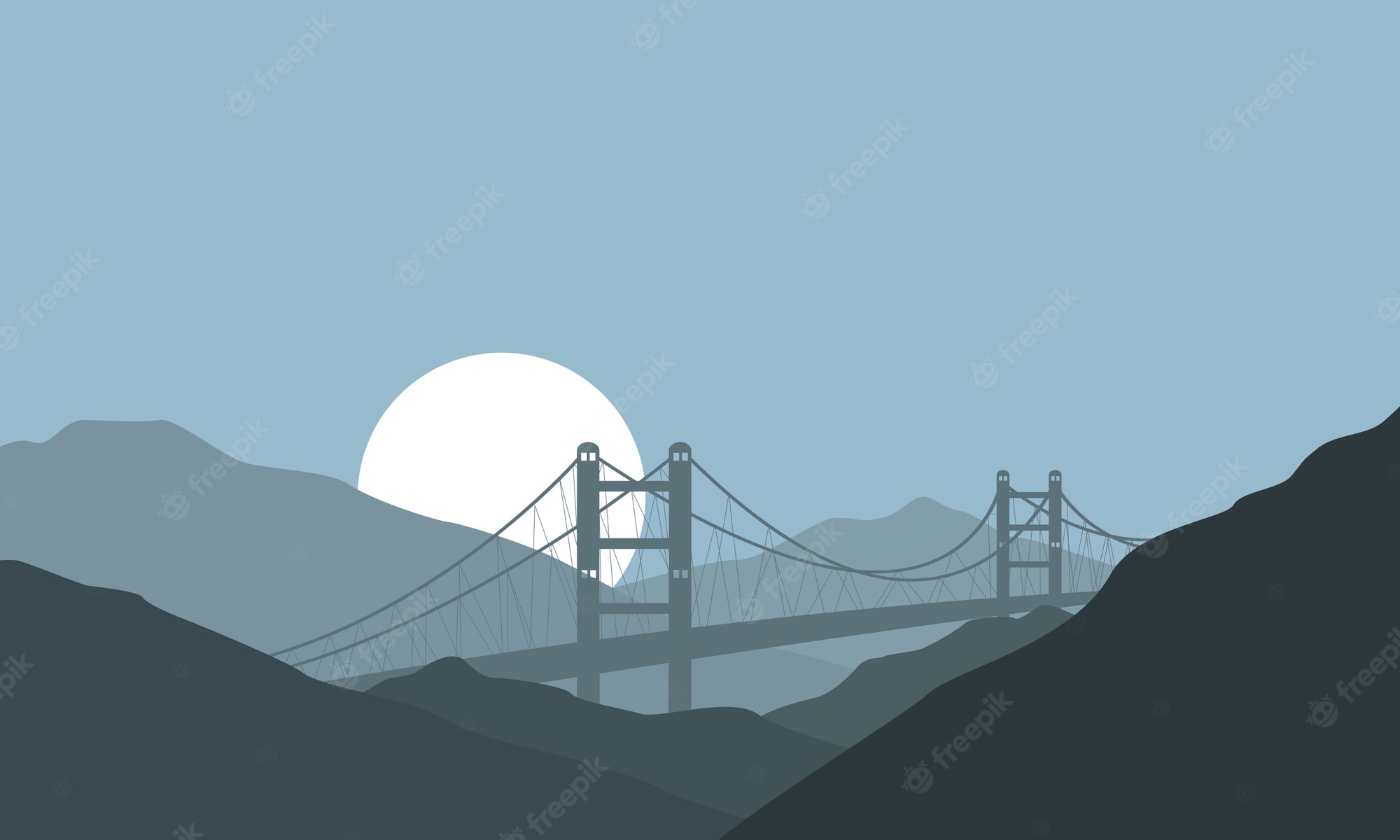 Minimalist Bridge Between Mountains Wallpapers