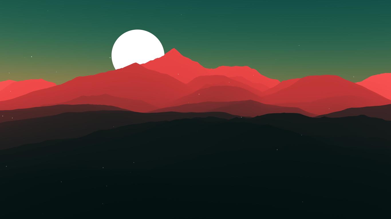 Minimalist Sunset In Hill Wallpapers