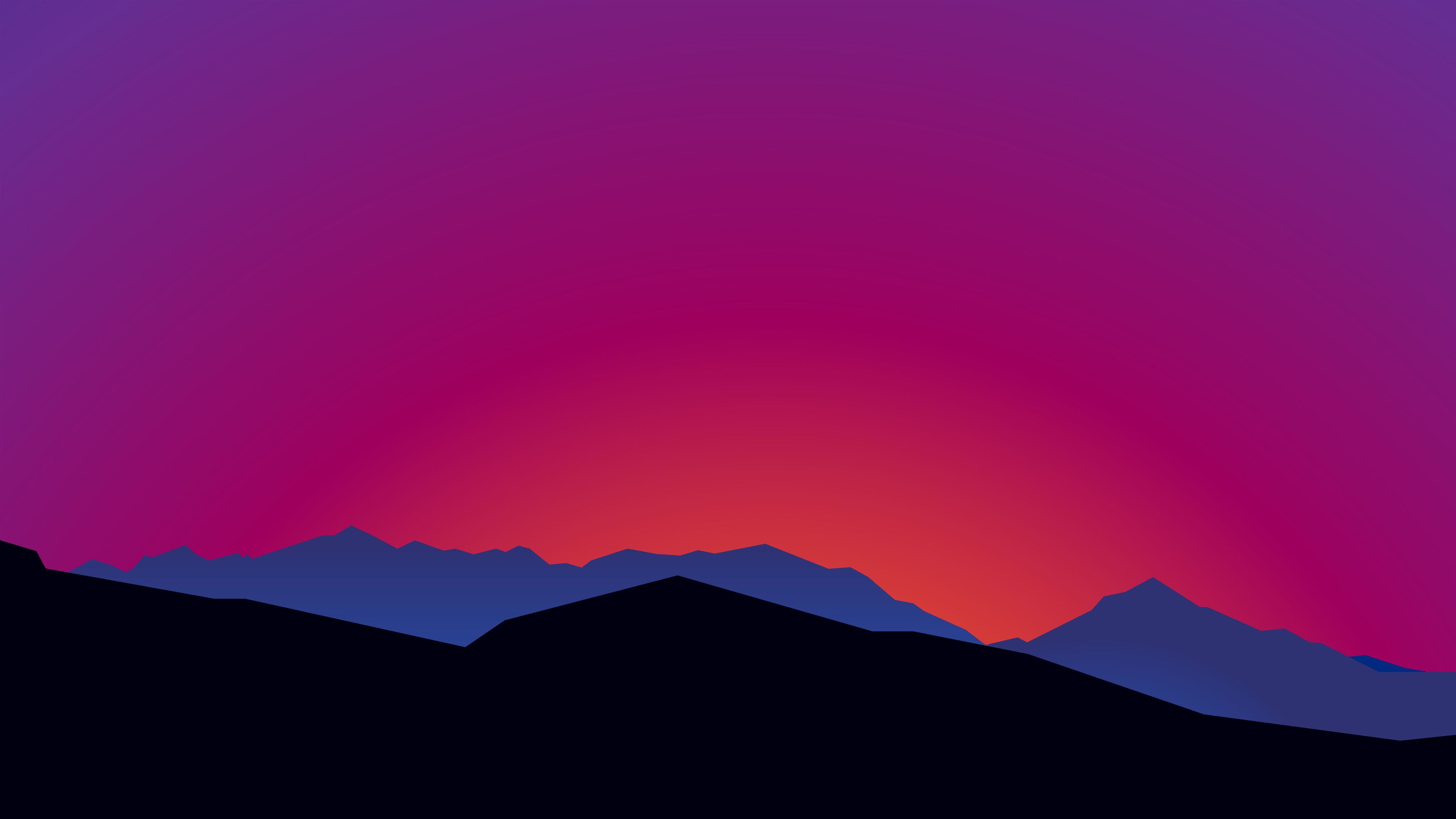 Minimalist Sunset In Hill Wallpapers