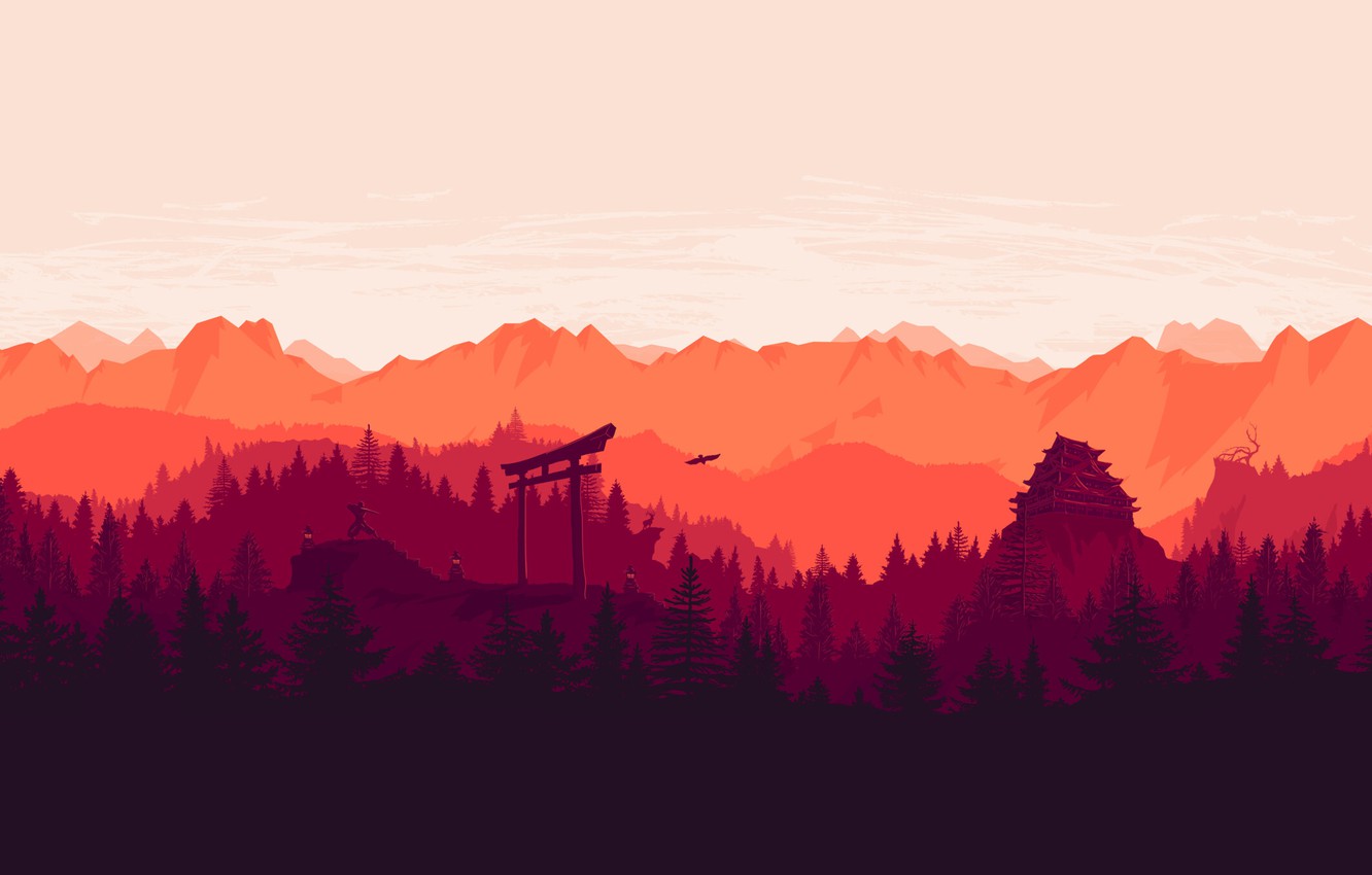 Minimalist Sunset In Hill Wallpapers