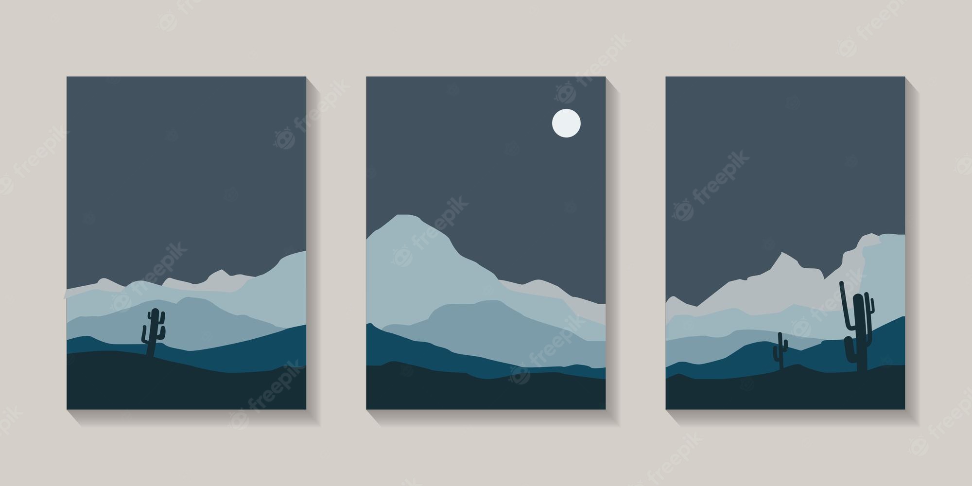 Mountains Moon Trees Minimal Wallpapers
