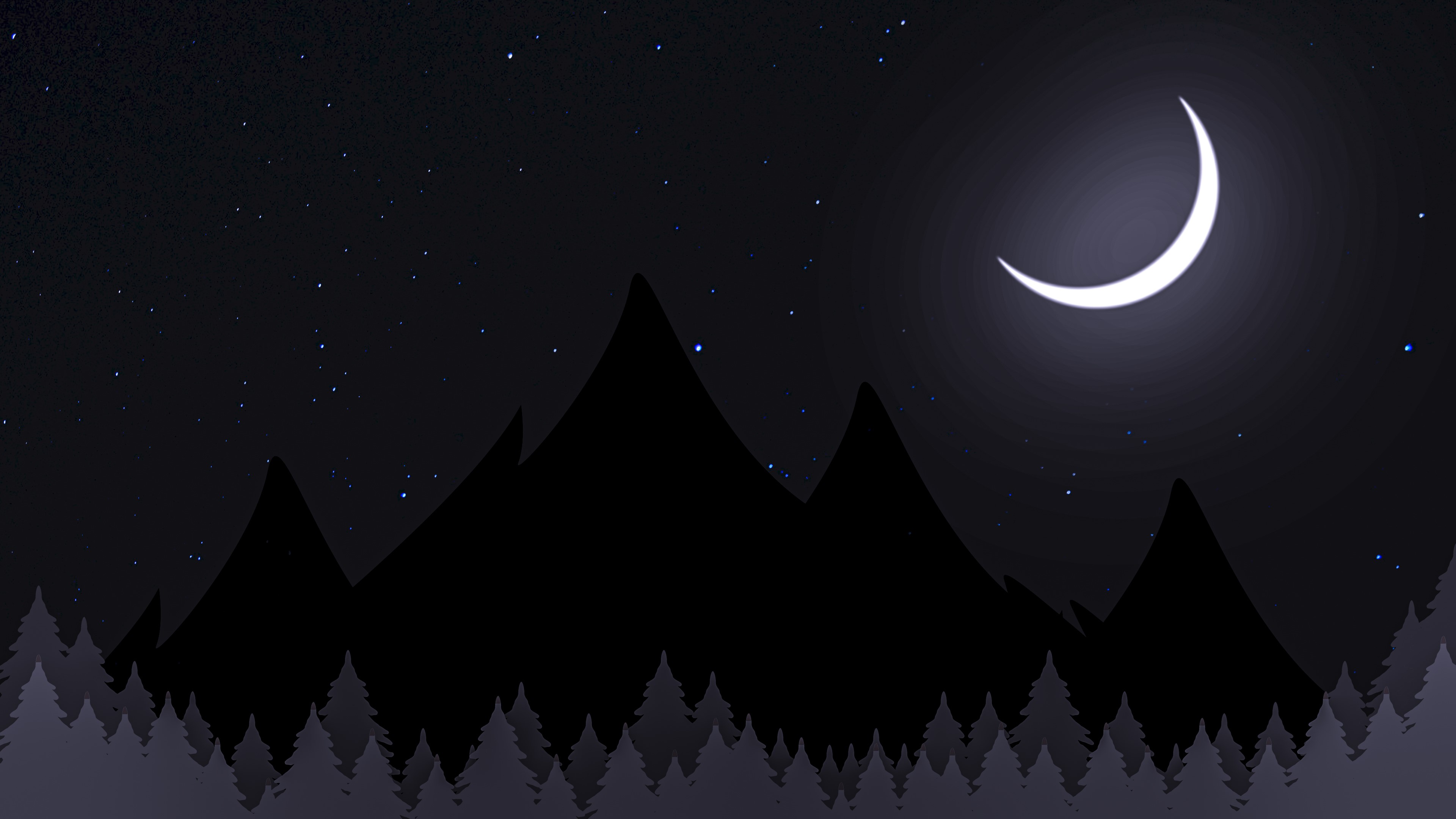 Mountains Moon Trees Minimal Wallpapers