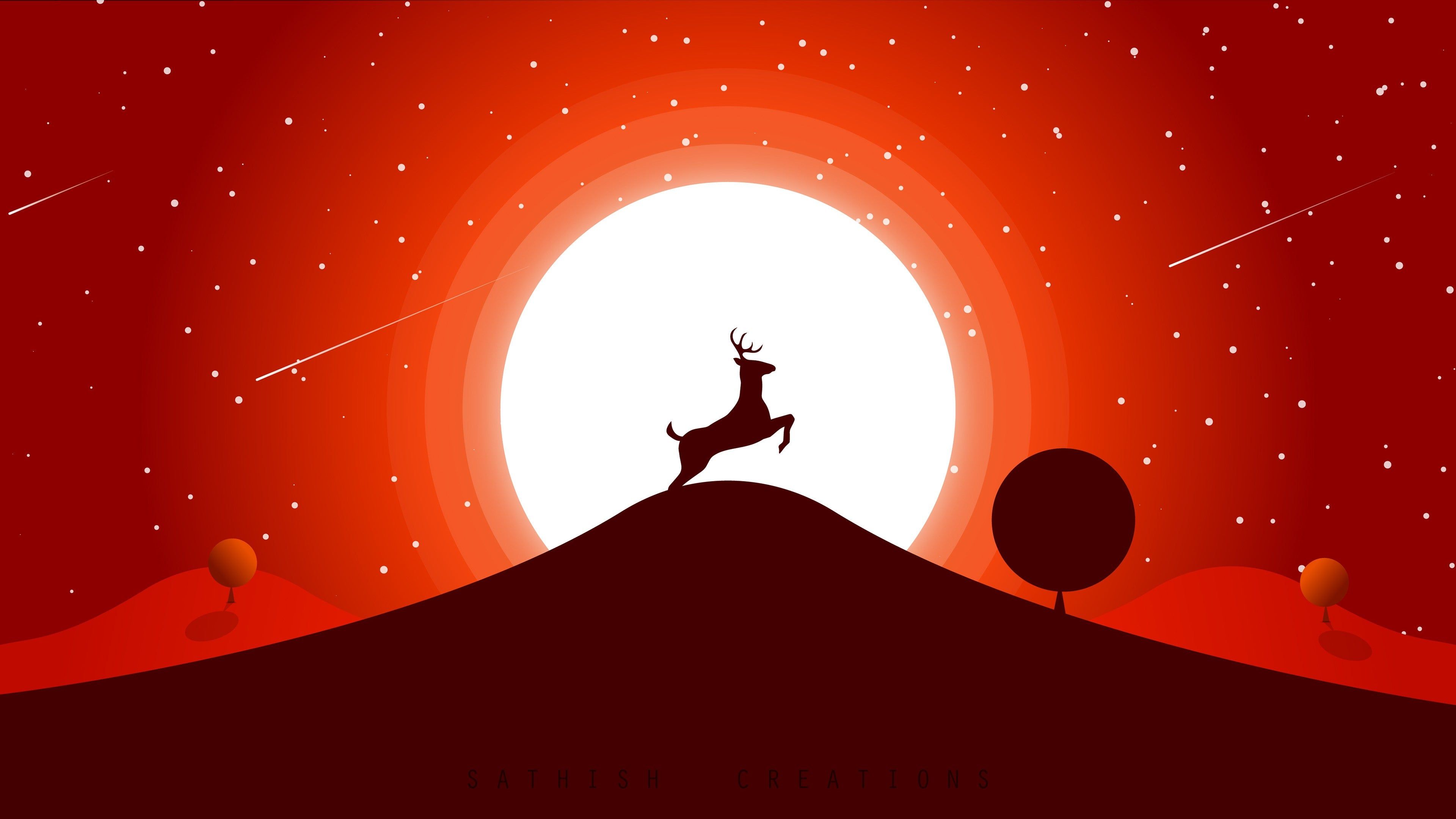 Nature Sunset Simple Minimal Illustration Wallpapers