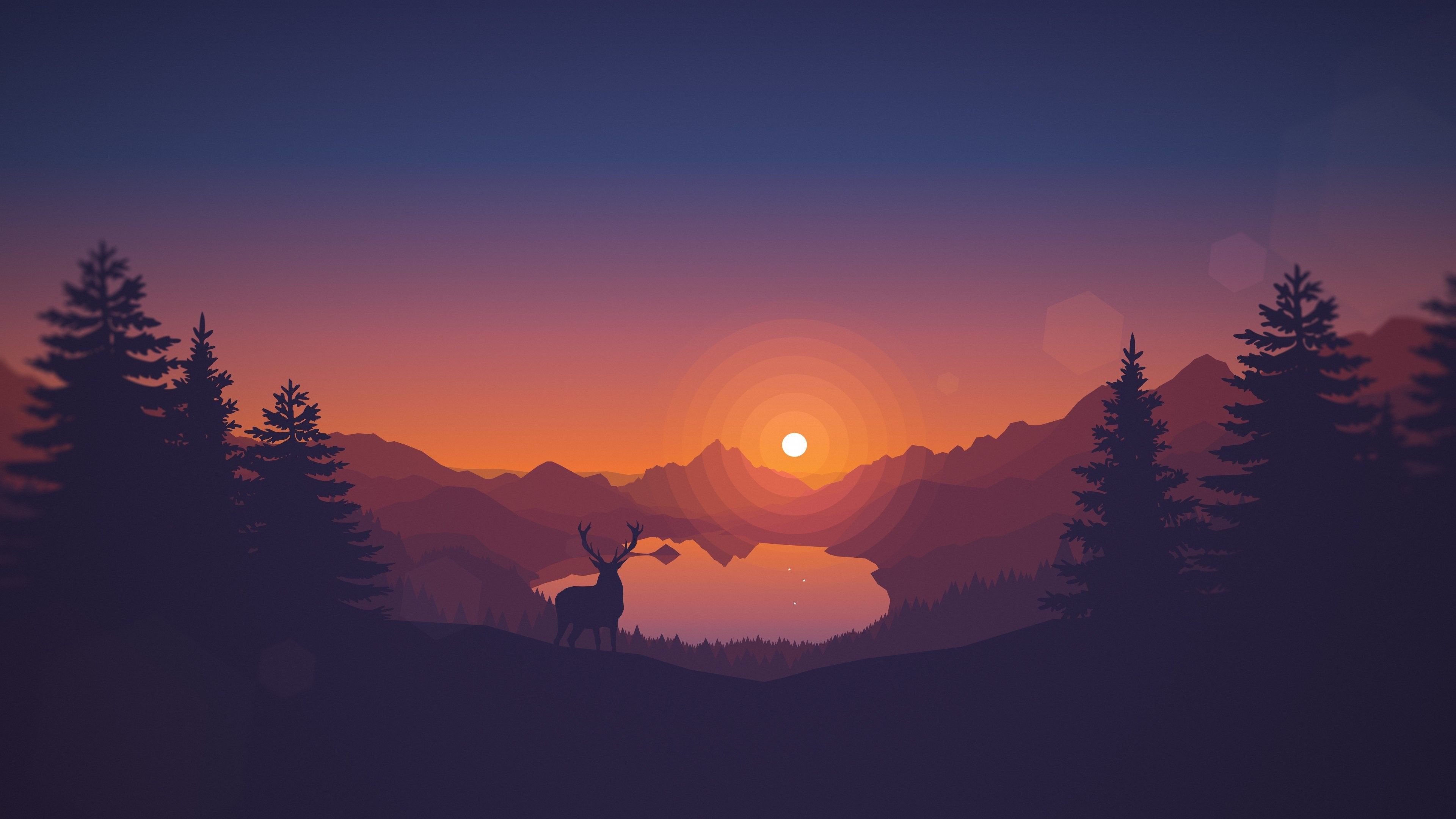 Nature Sunset Simple Minimal Illustration Wallpapers