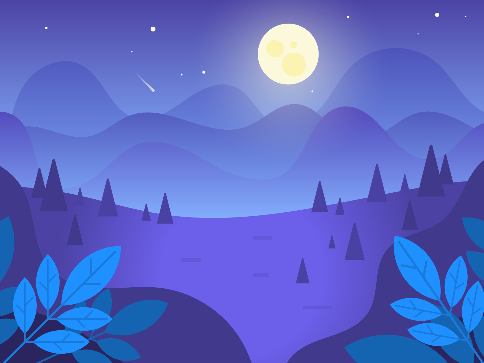 Night Landscape Vector Wallpapers