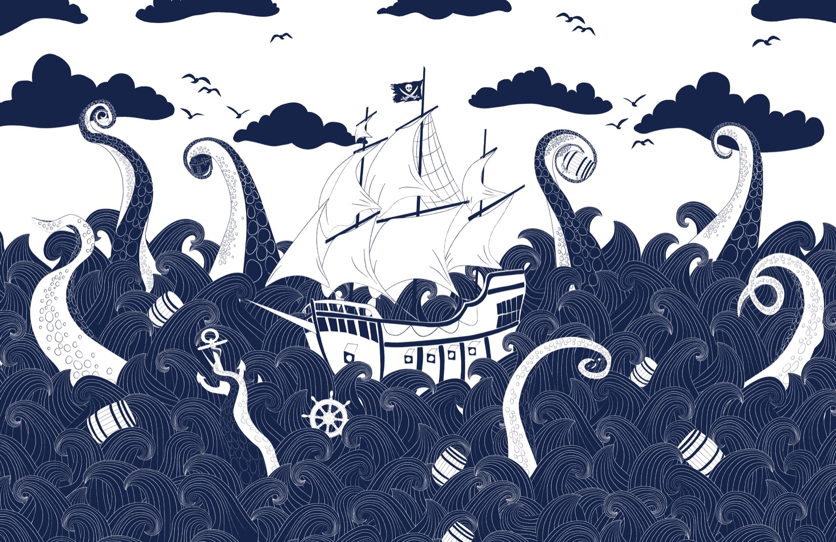 Pirate Ship Minimal Wallpapers