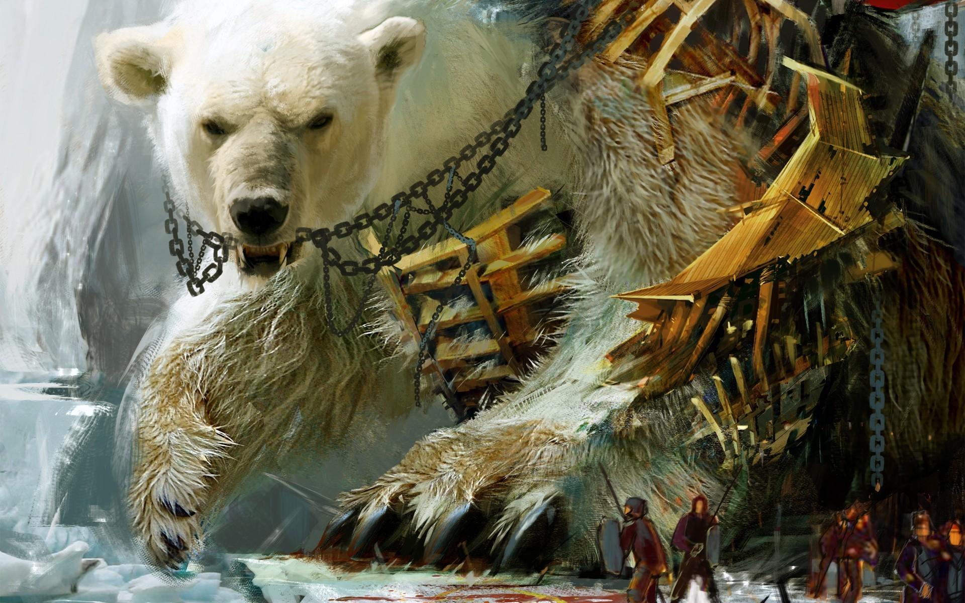 White Bear Abstract Art Wallpapers