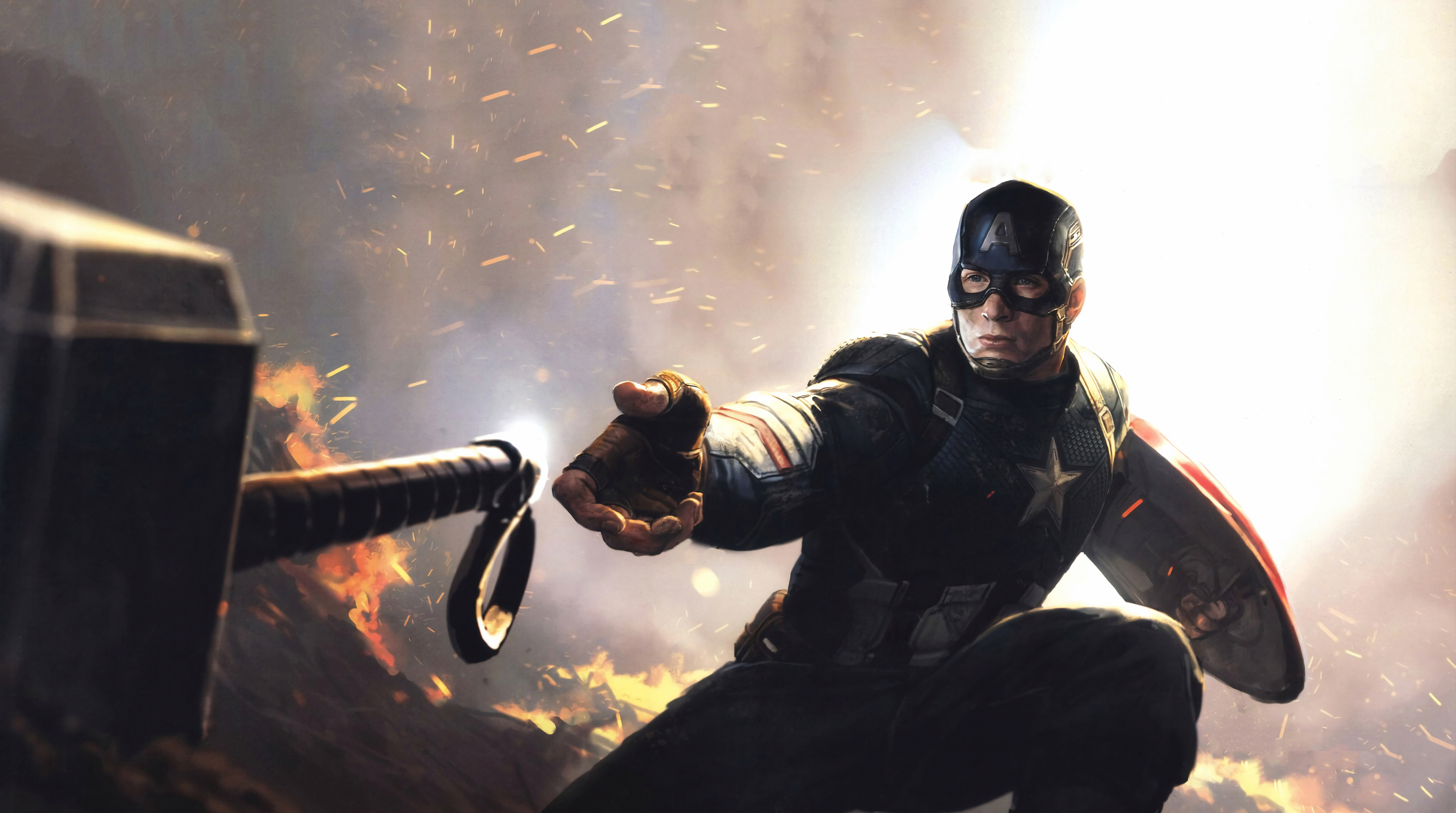 4K Captain America Mjolnir And Shield Wallpapers