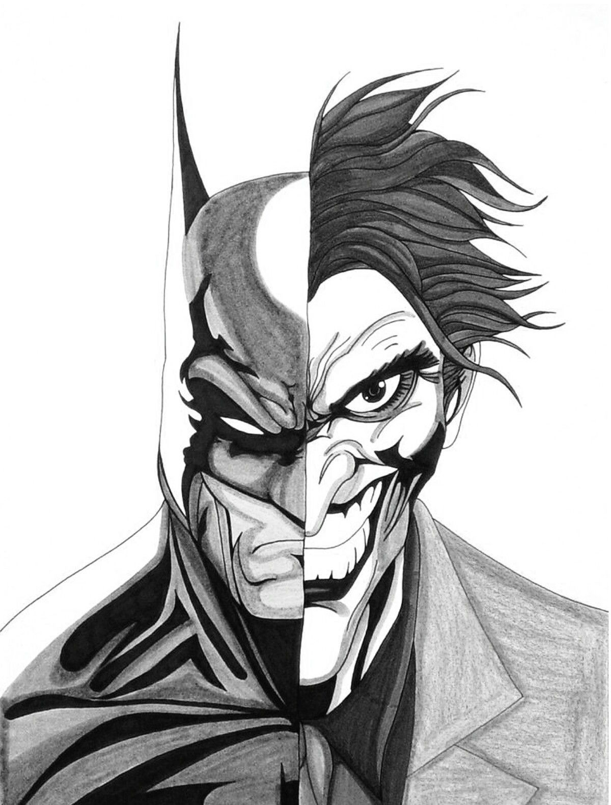 Batman And Joker Face Art Wallpapers