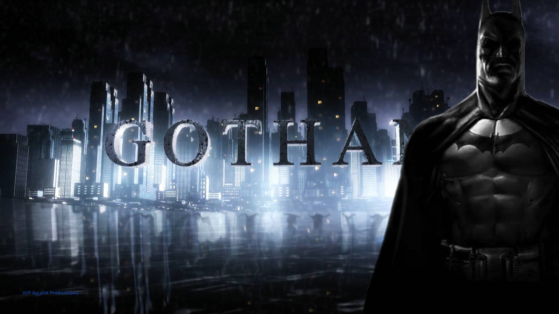 Batman Logo Over Gotham City Wallpapers