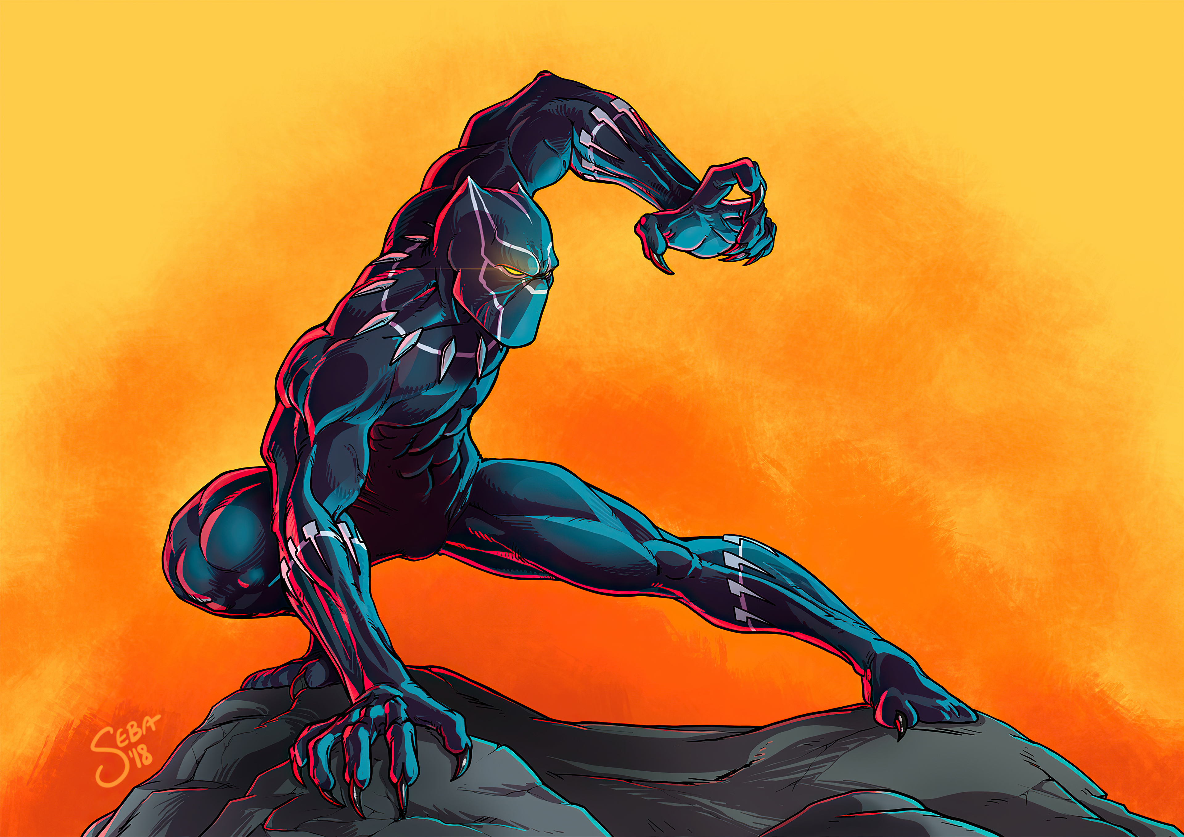 Black Panther Cool Digital Comic Art Wallpapers