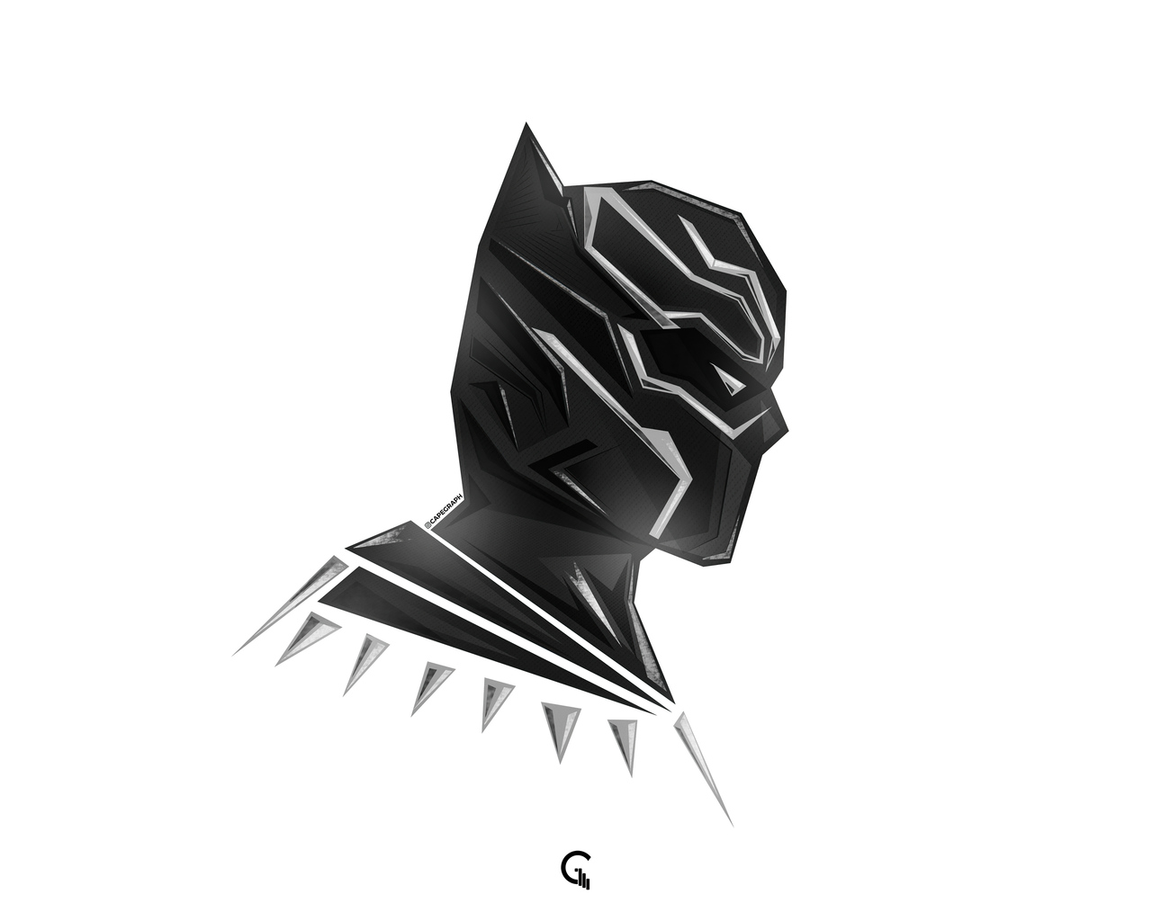 Black Panther Helmet Illustration 5K Wallpapers