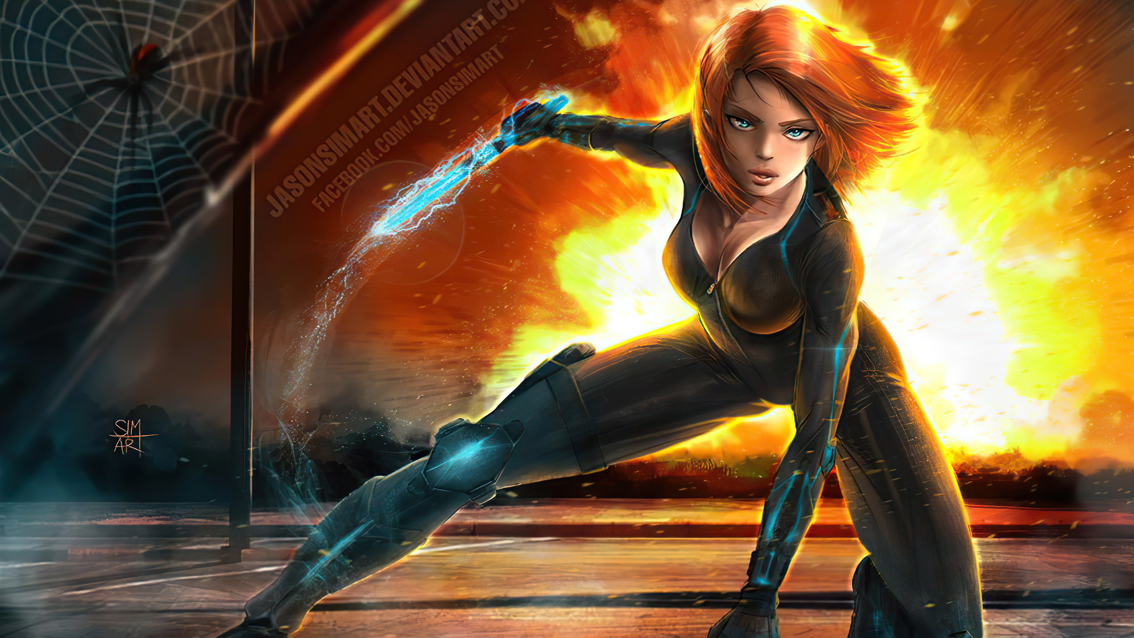 Black Widow Fight Artwork Wallpapers