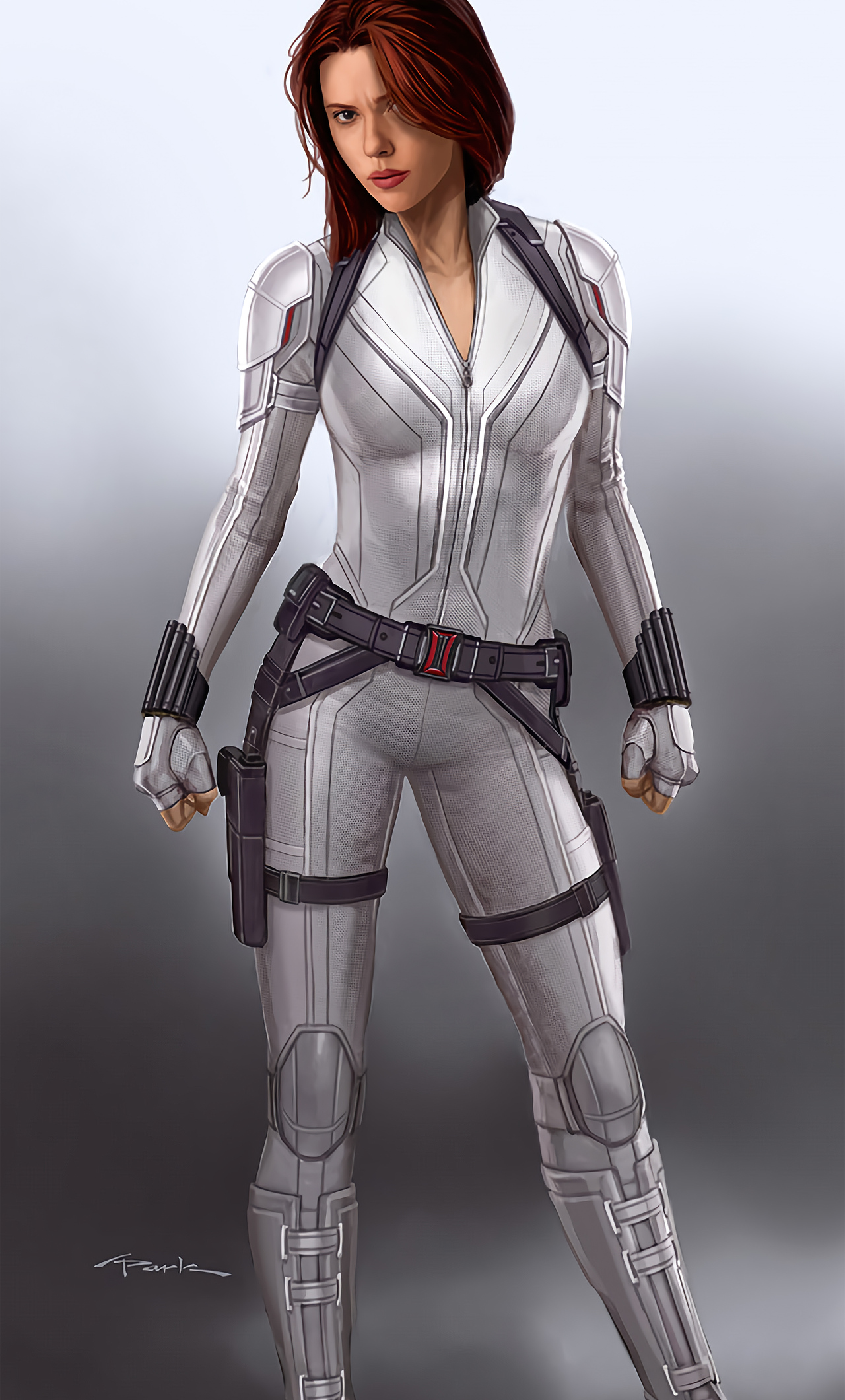 Black Widow White Costume Art Wallpapers