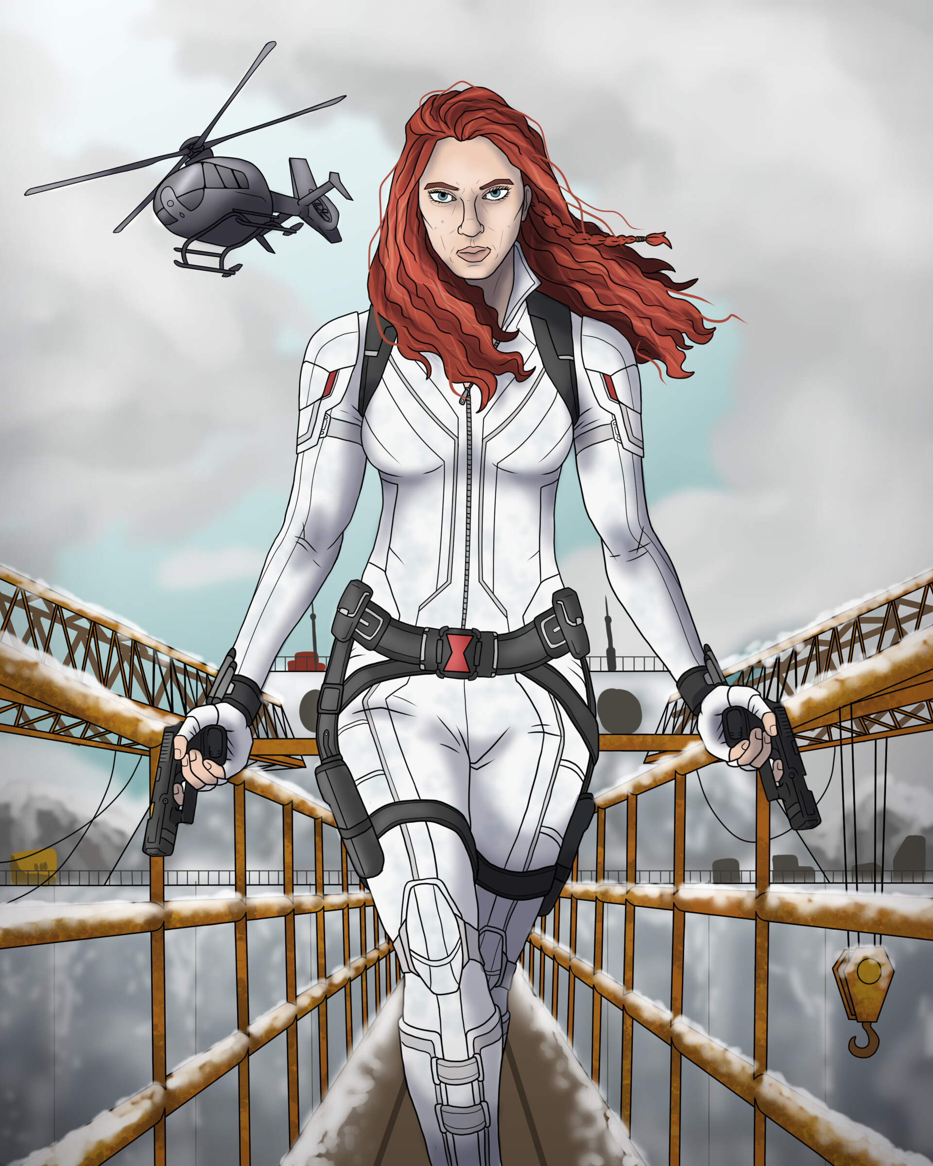 Black Widow White Costume Art Wallpapers