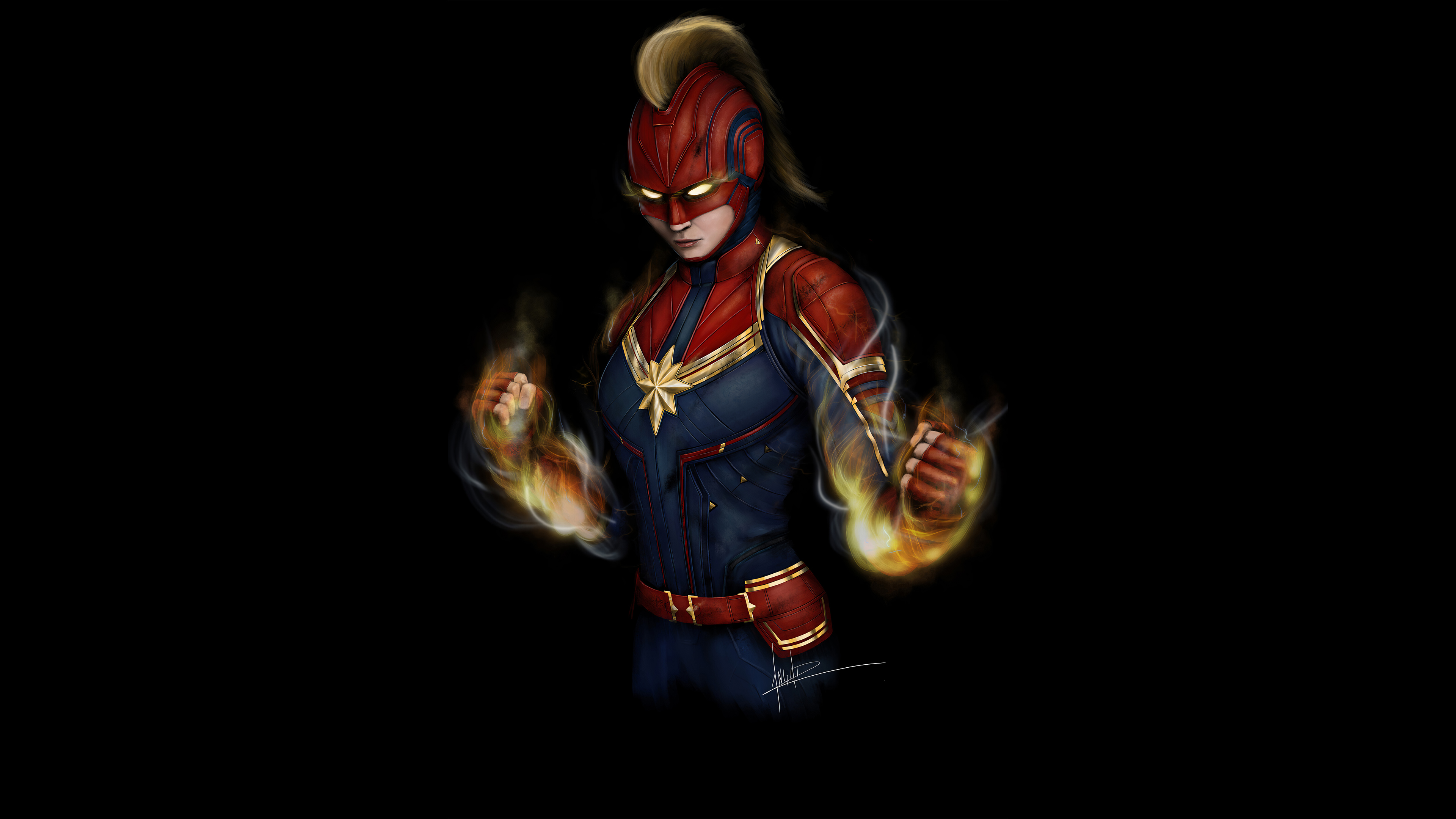 Captain Marvel 4K Cool 2021 Art Wallpapers