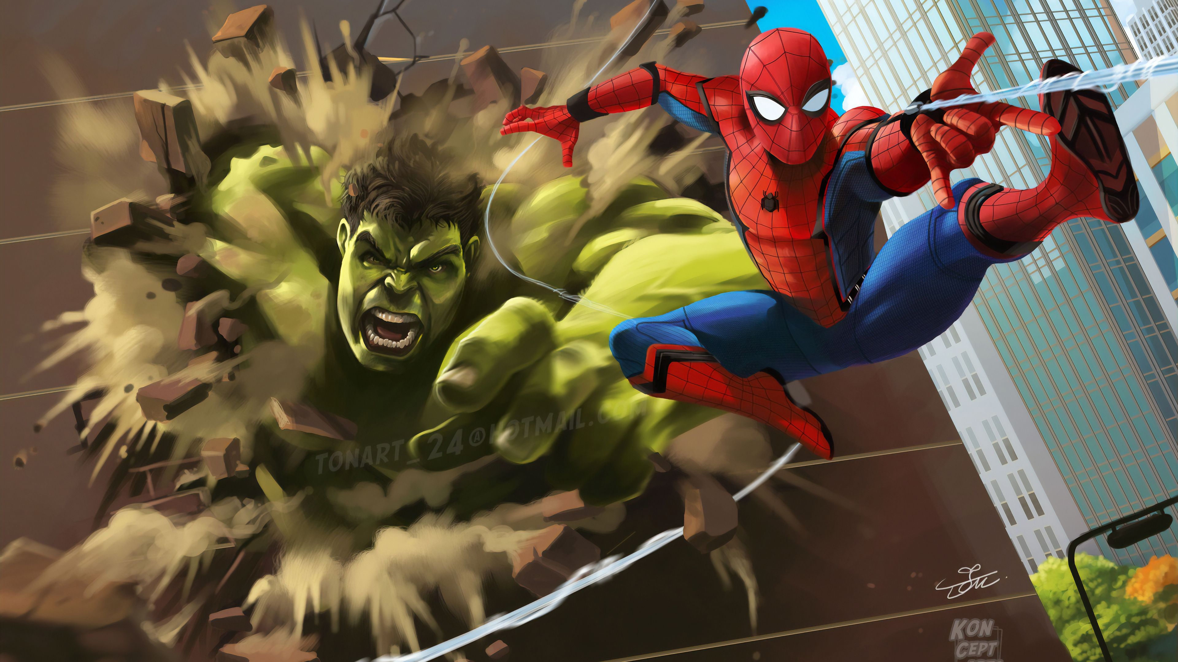 Hulk And Spider Man Art Wallpapers