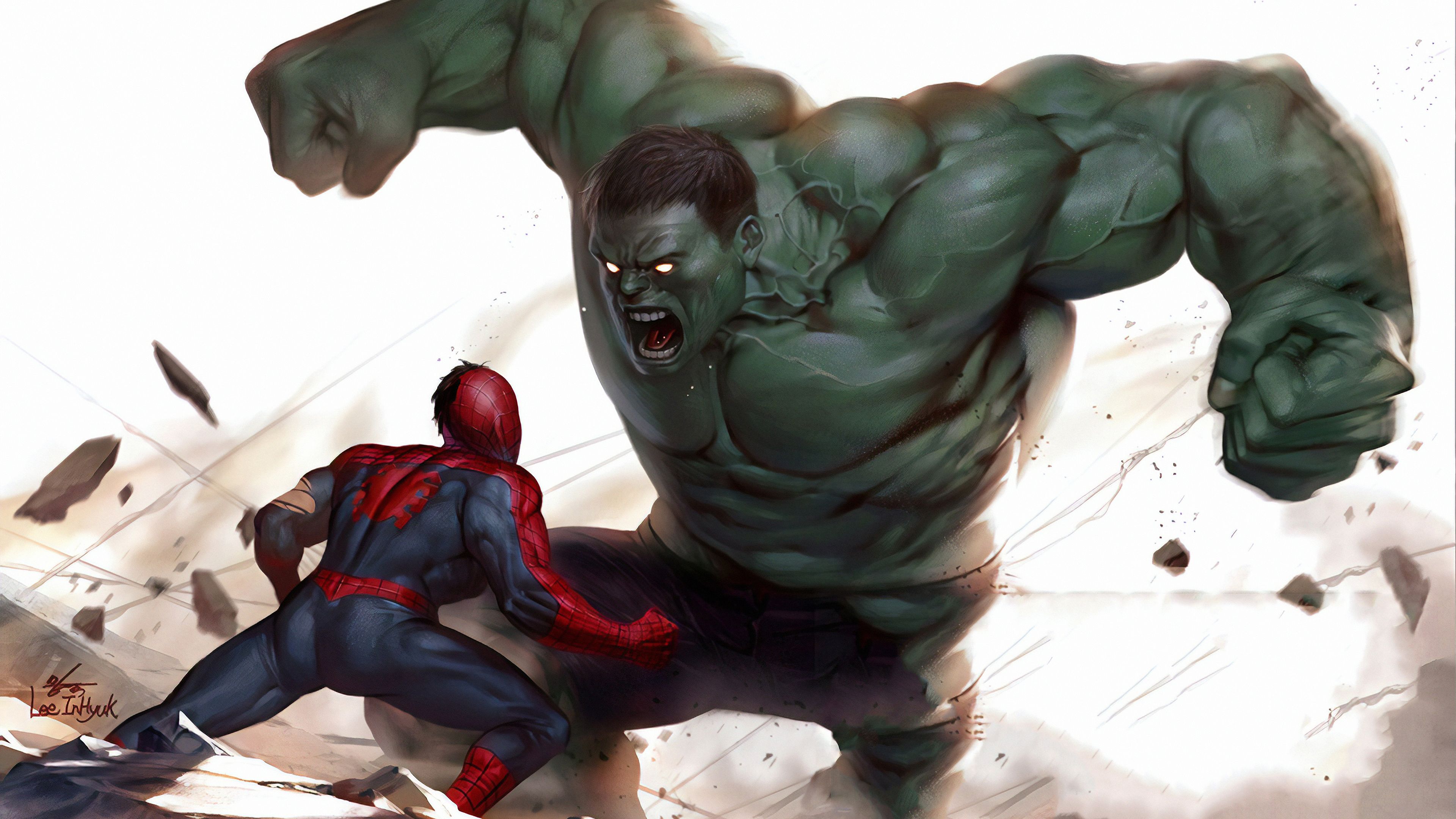 Hulk Vs Spiderman Art Wallpapers