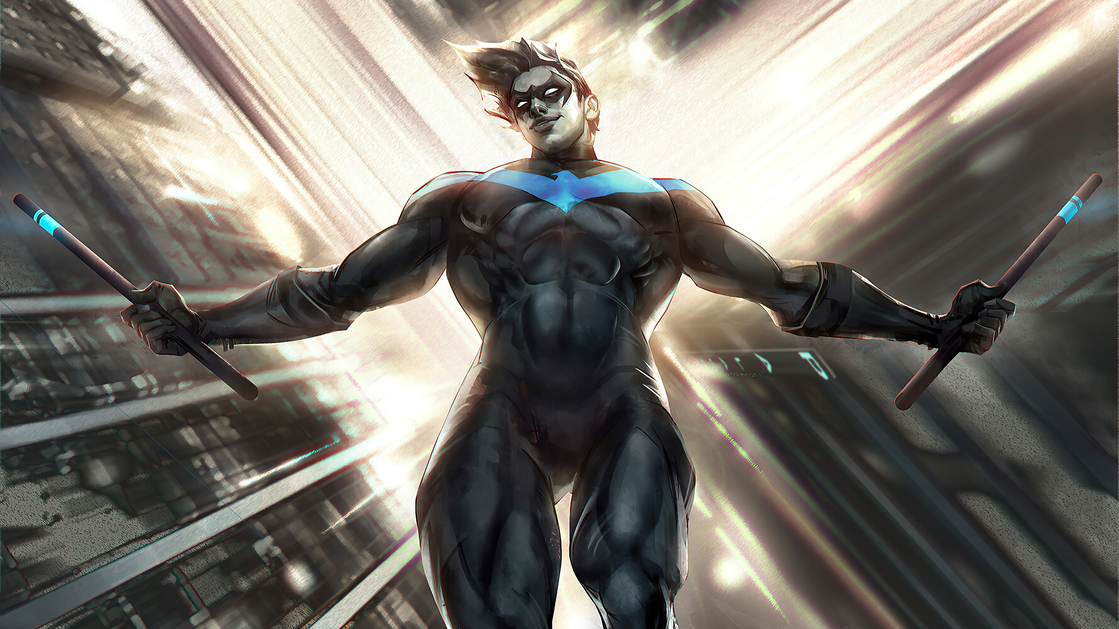 Nightwing Fighting Art Wallpapers