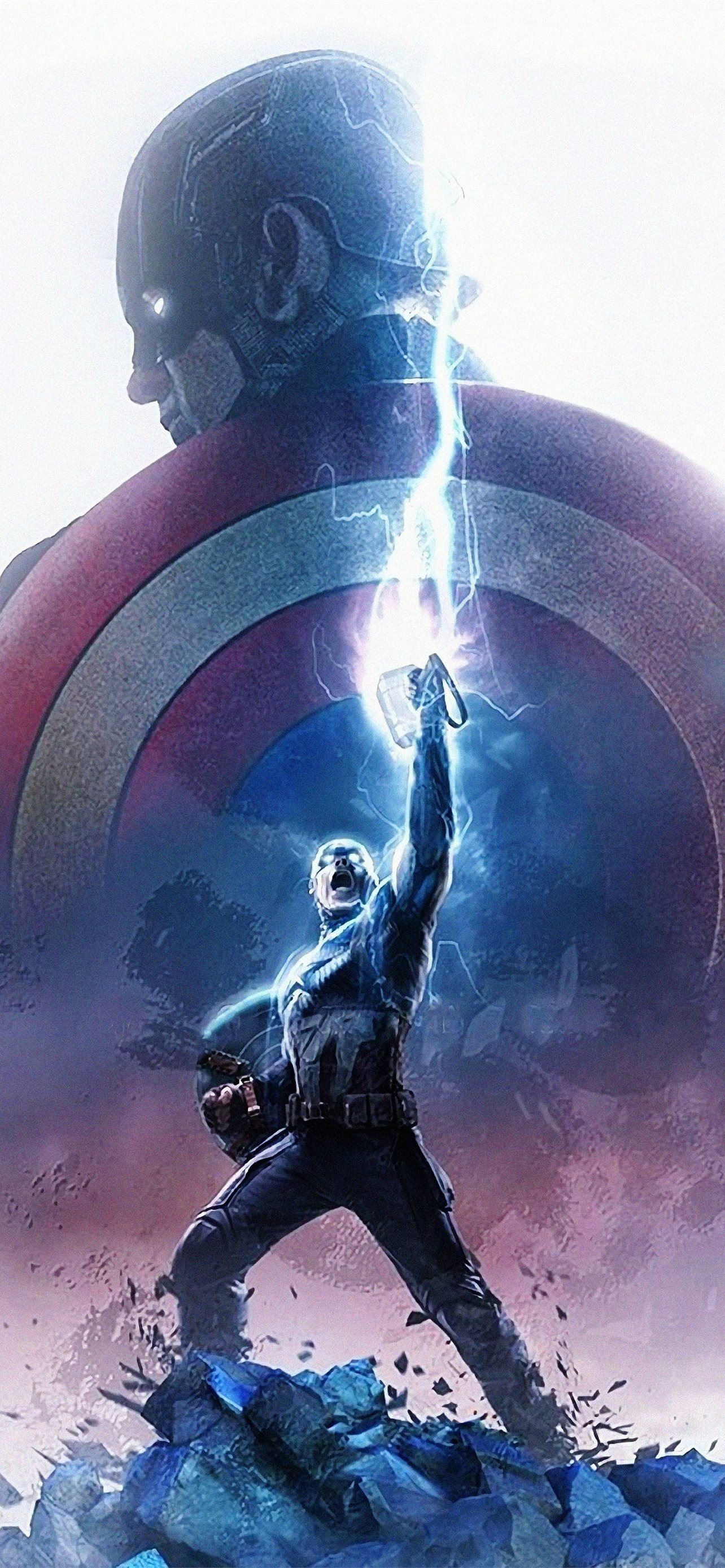 Shield Captain America With Thor'S Hammer Wallpapers